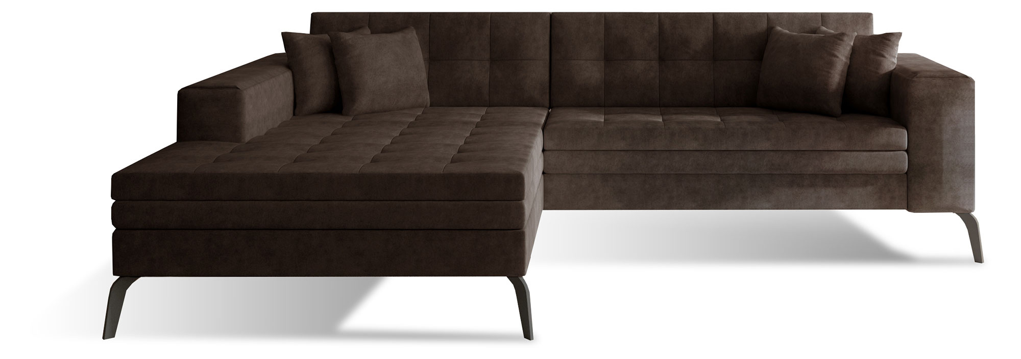 Narożnik z funkcją spania Silphion L-kształtny brązowy lewostronny - zdjęcie 1