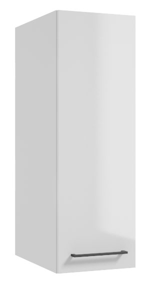 Szafka łazienkowa wysoka Modullac 30 cm wisząca głęboka biały połysk z czarnym uchwytem - zdjęcie 1