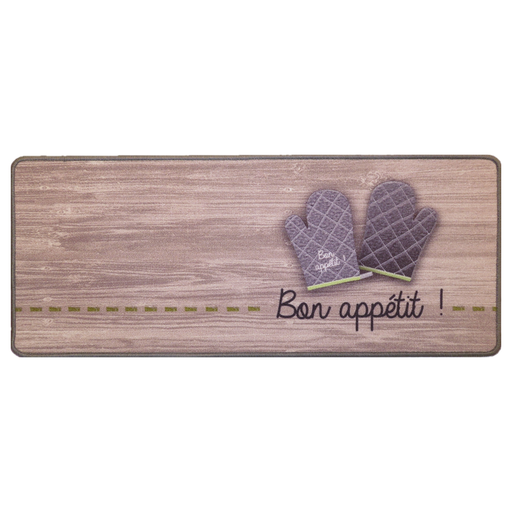 Dywanik do kuchni Naesti z napisem Bon appétit 50x120 cm beżowy - zdjęcie 1