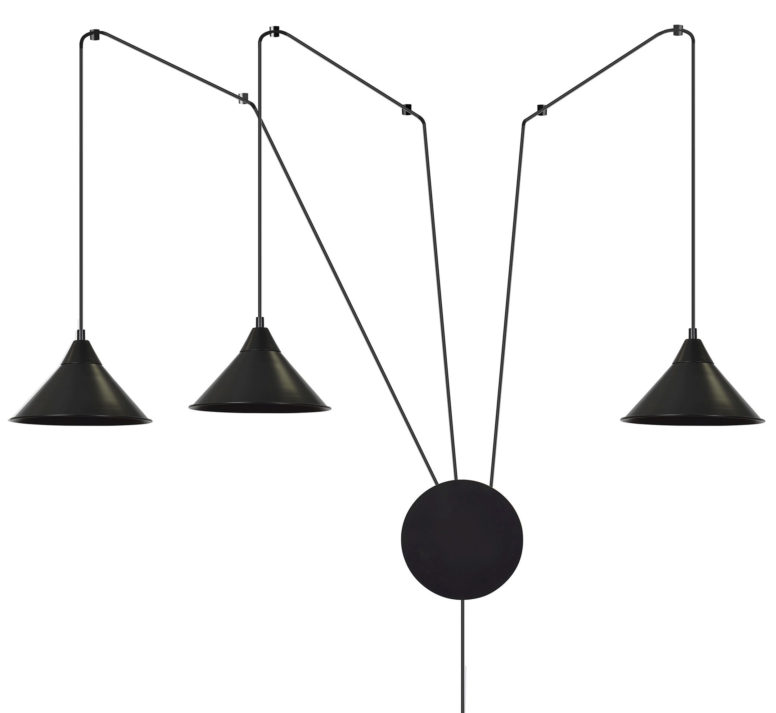Lampa wisząca Banessy na wysięgniku czarna x3 - zdjęcie 1