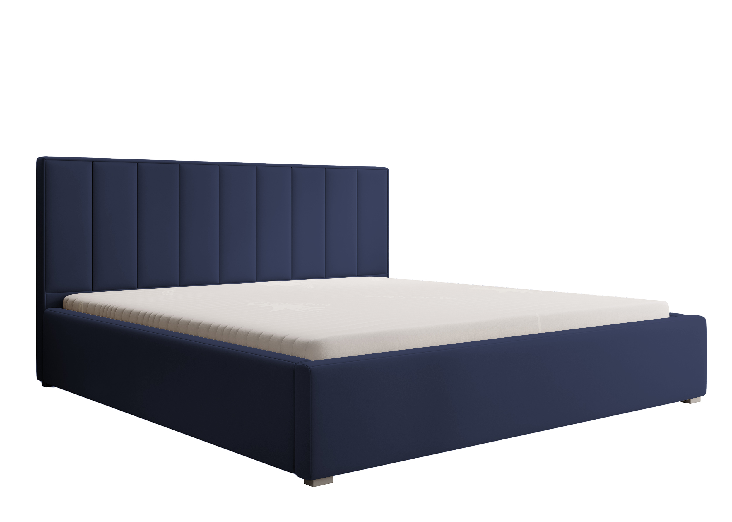 Łóżko tapicerowane 140x200 cm Rinus granatowe w tkaninie hydrofobowej - zdjęcie 1
