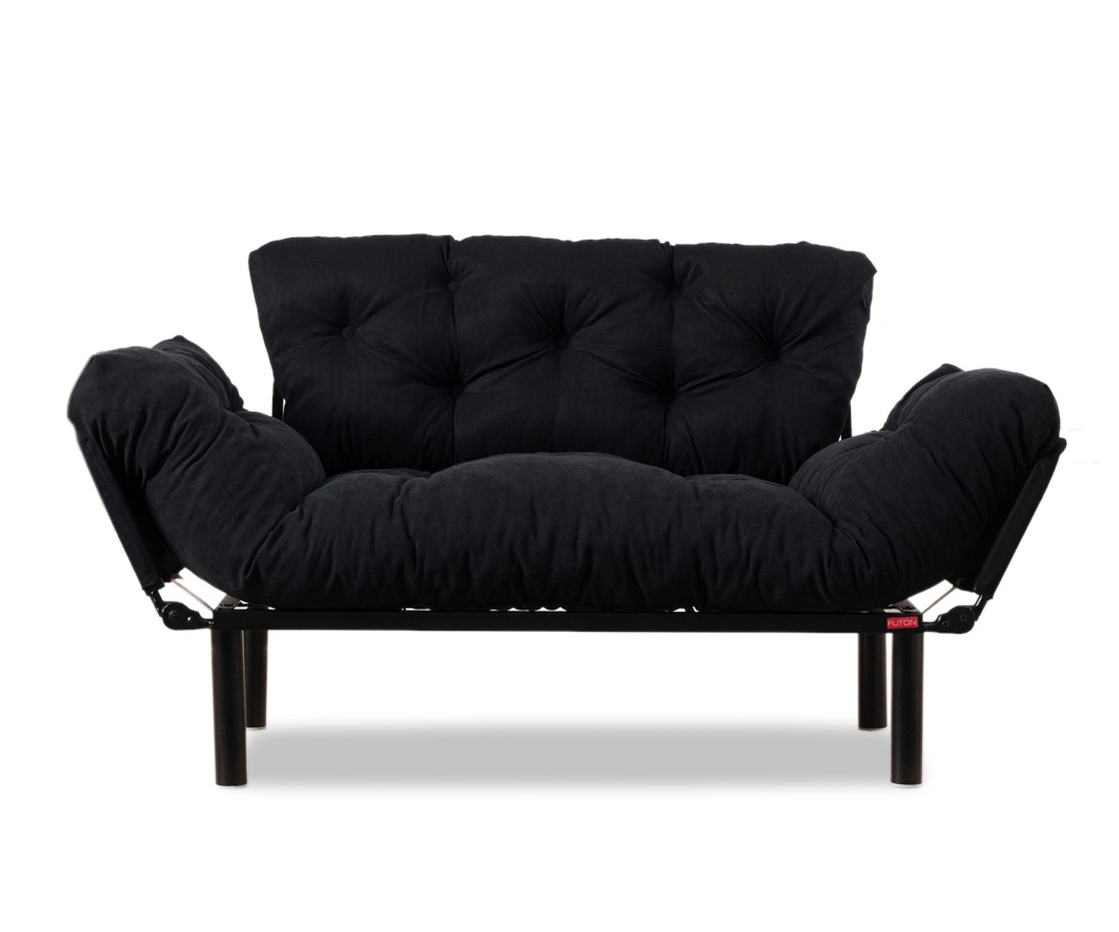 Kanapa dwuosobowa Anksum pikowana czarna - zdjęcie 1