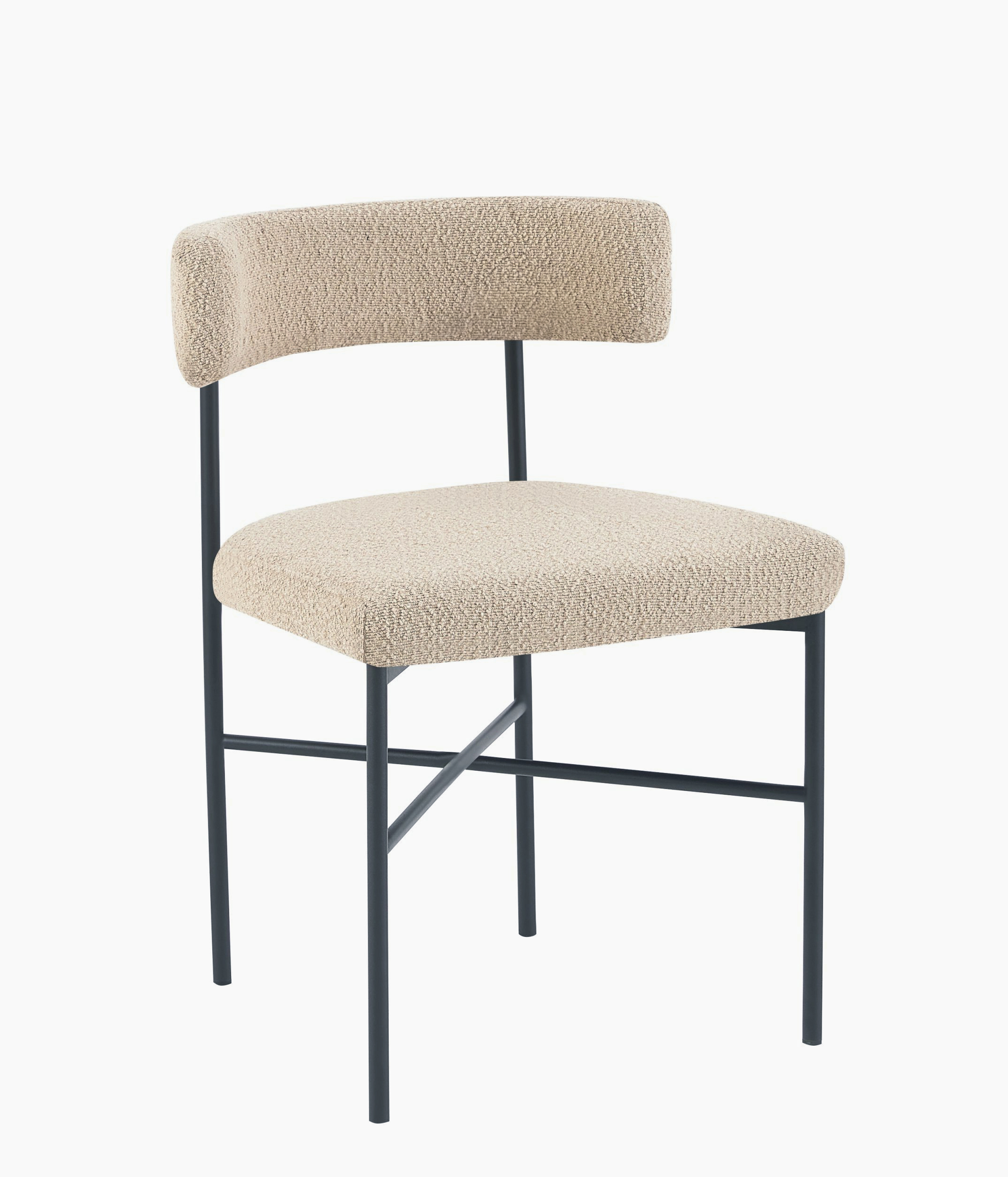 Krzesło tapicerowane Mentrily w tkaninie boucle cappucino - zdjęcie 1