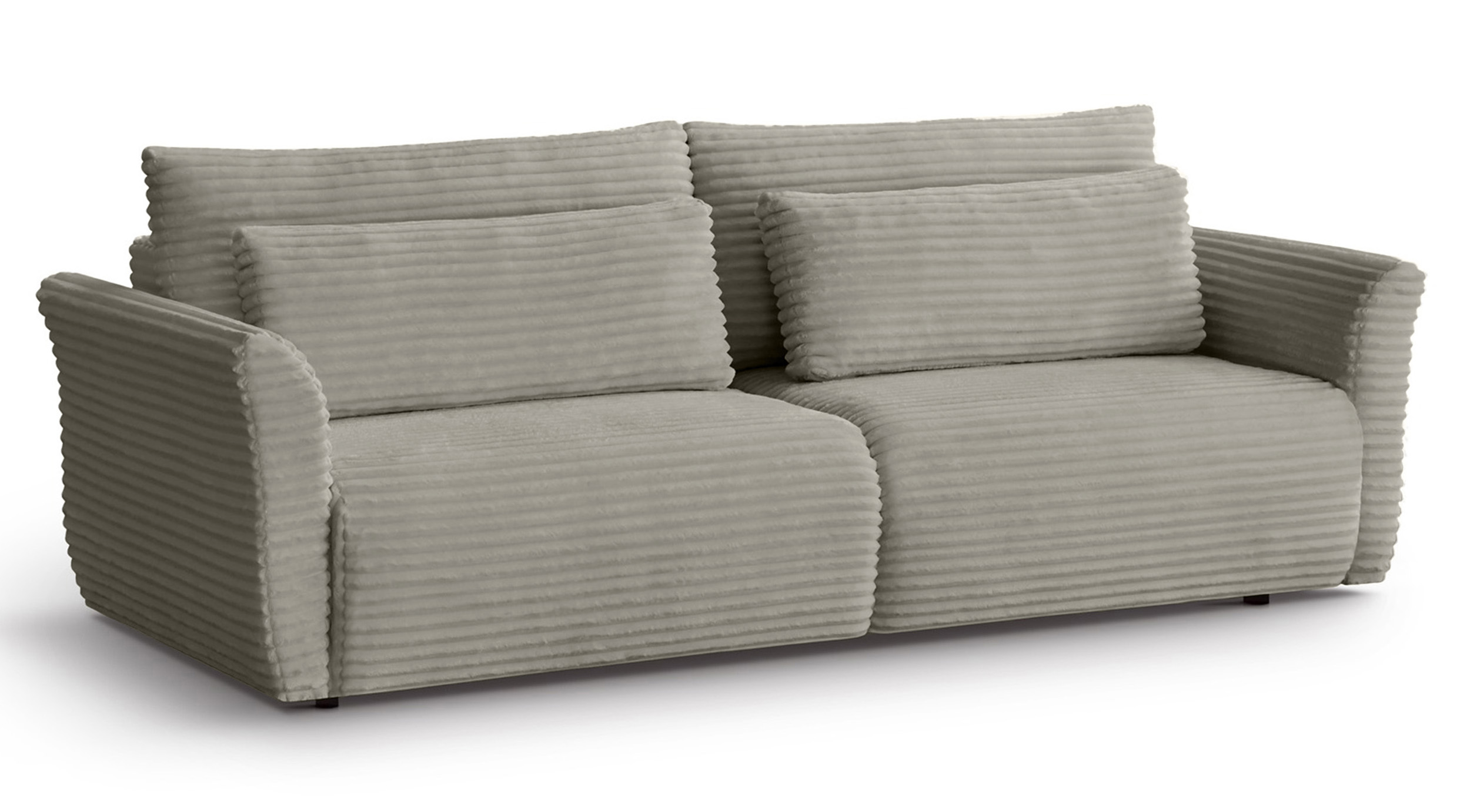 Kanapa rozkładana trzyosobowa Empewo z pojemnikiem szarobeżowa sztruks  - zdjęcie 1