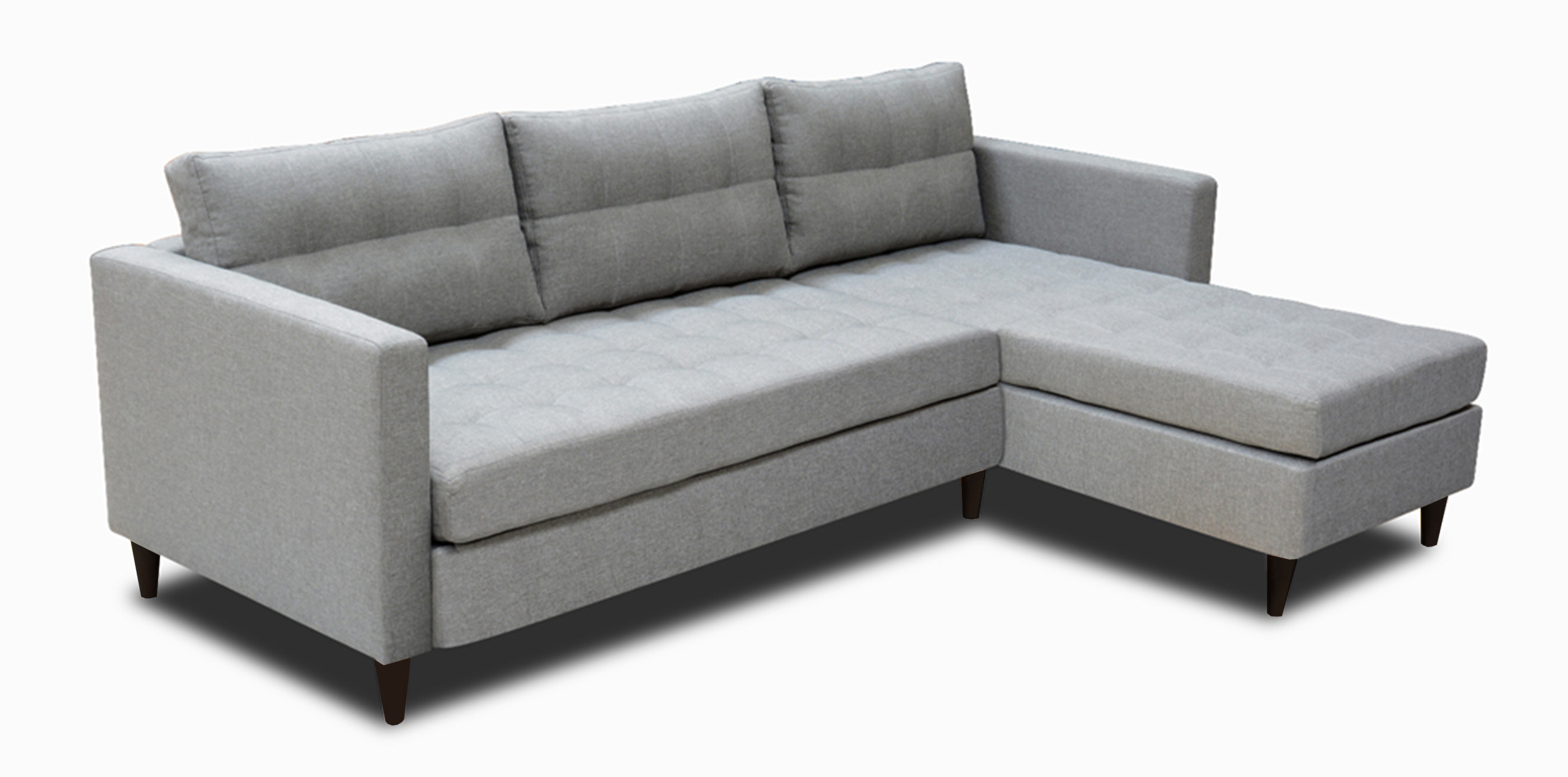 OUTLET - Narożnik Kopenhaga na drewnianych nóżkach L-kształtny uniwersalny szary plecionka - zdjęcie 1