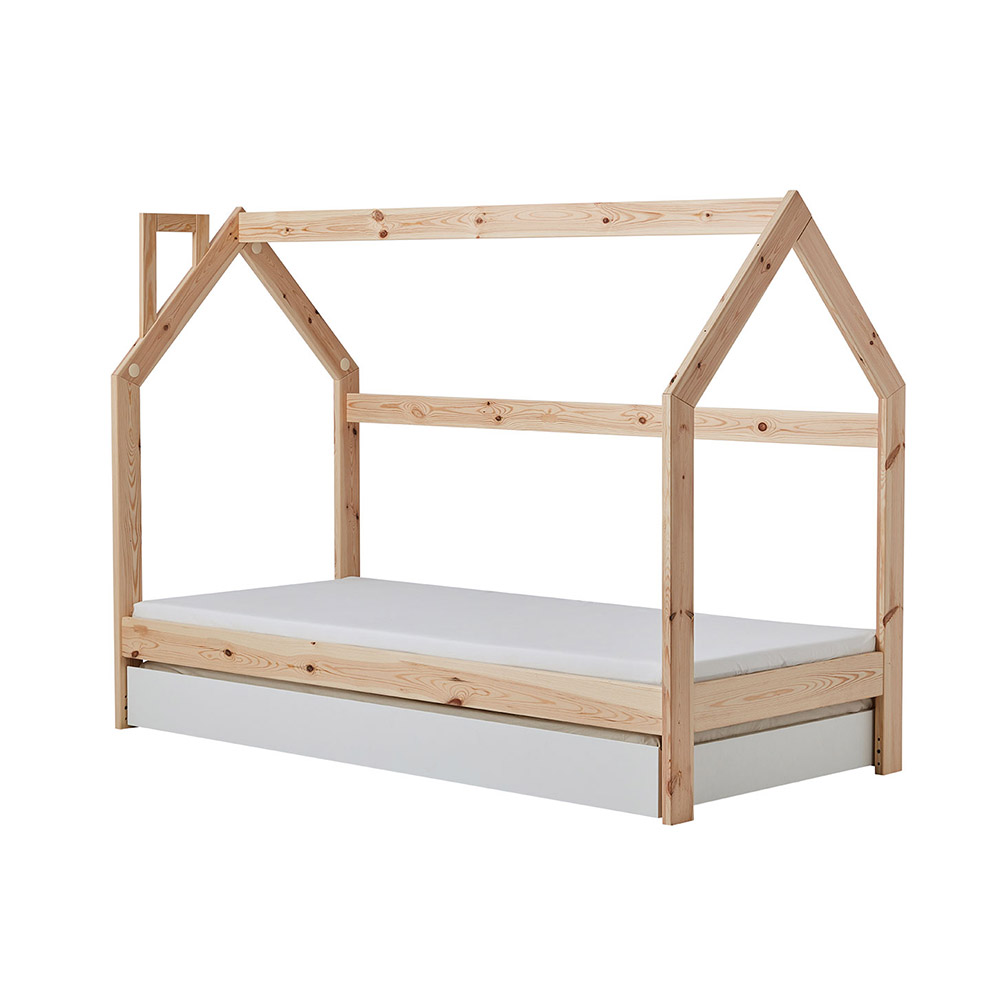 Łóżko domek dla dzieci Hussie z szufladą i barierką 90x200 cm - zdjęcie 1