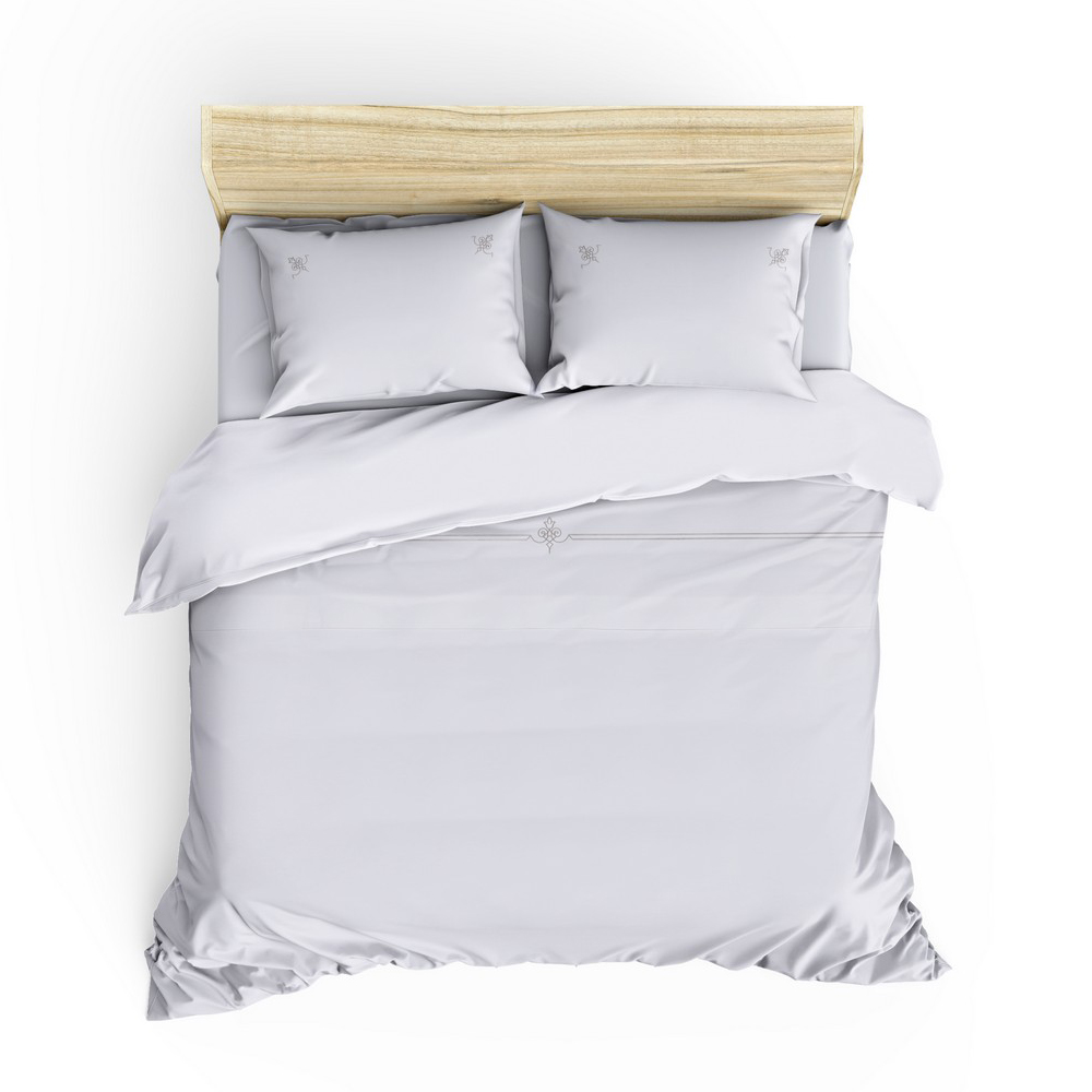 Komplet pościeli z poszewkami na poduszki Heruga 200x220 cm biała ze zdobieniami - zdjęcie 1