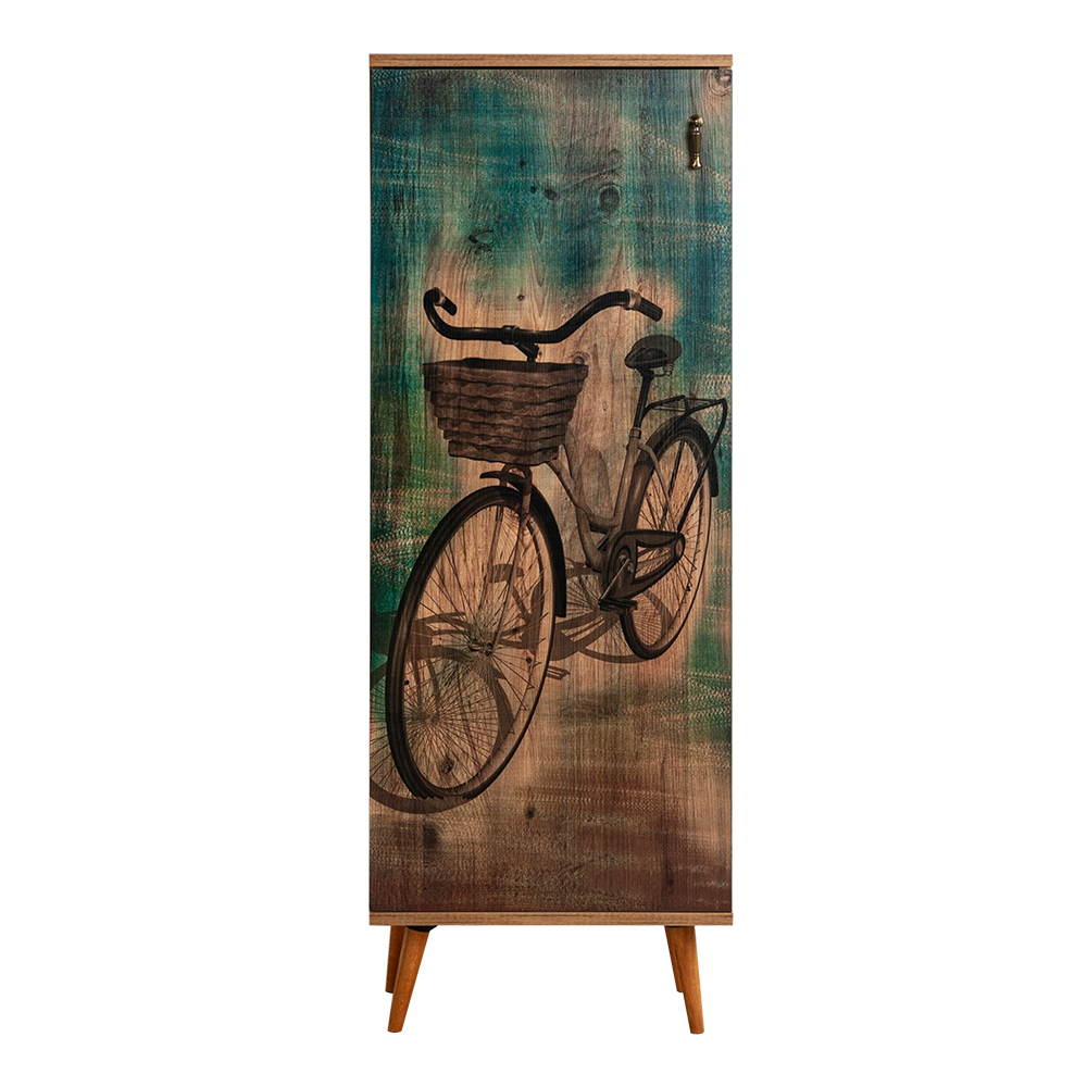 Regał zamykany Jiesto rustykalny z motywem roweru - zdjęcie 1