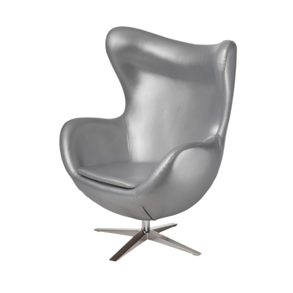 Fotel Jajo ekoskóra srebrna