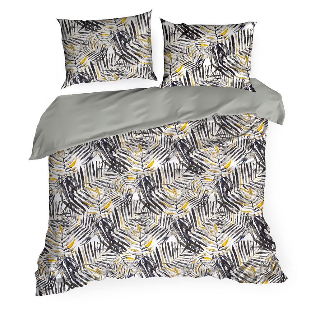 Komplet pościeli satynowej Umeren 160x200 cm z nadrukiem w liście - zdjęcie 1