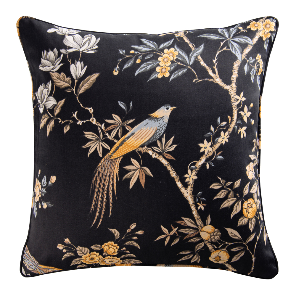 Poduszka dekoracyjna Lancelata 45x45 cm czarna z wzorem - zdjęcie 1