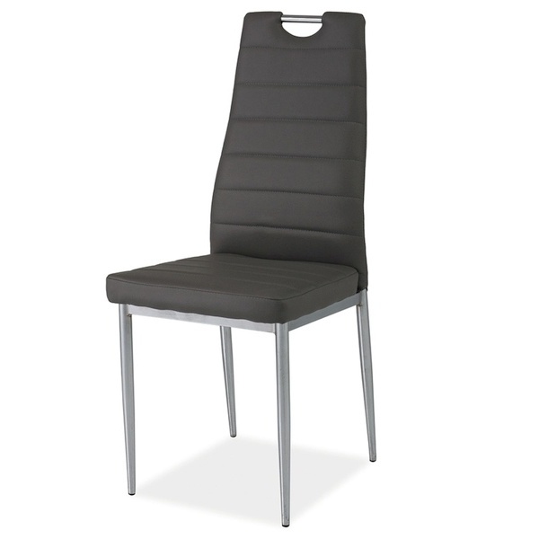 Krzesło tapicerowane Lastad szare z uchwytem na chromowanej podstawie - zdjęcie 1