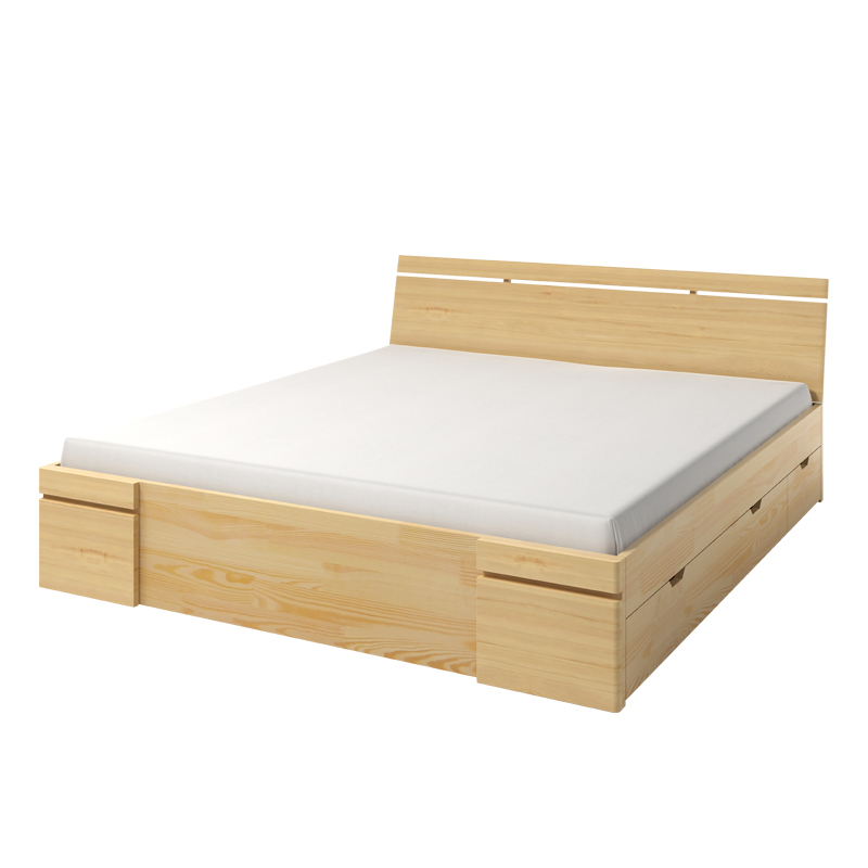 Łóżko Lopar z drewna sosnowego z czterema szufladami - zdjęcie 1