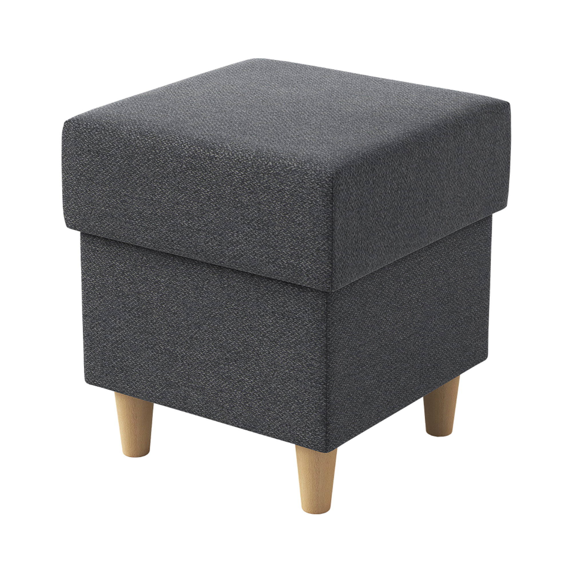 Pufa na drewnianych nóżkach Rewaills ciemnoszara plecionka - zdjęcie 1