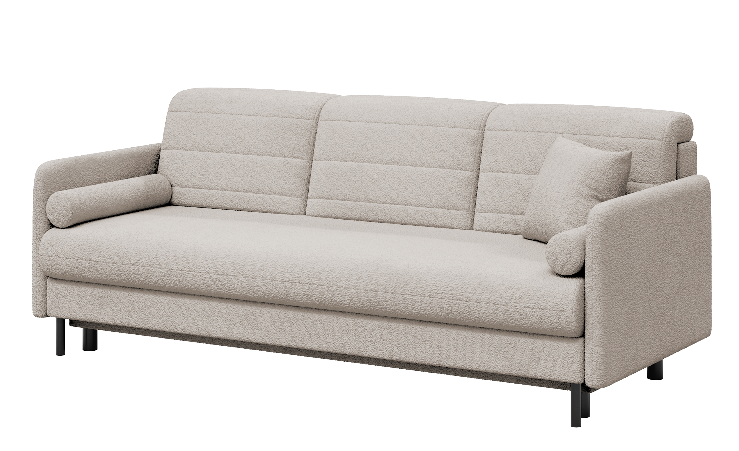 Kanapa rozkładana trzyosobowa Alto z pojemnikiem beżowa boucle - zdjęcie 1