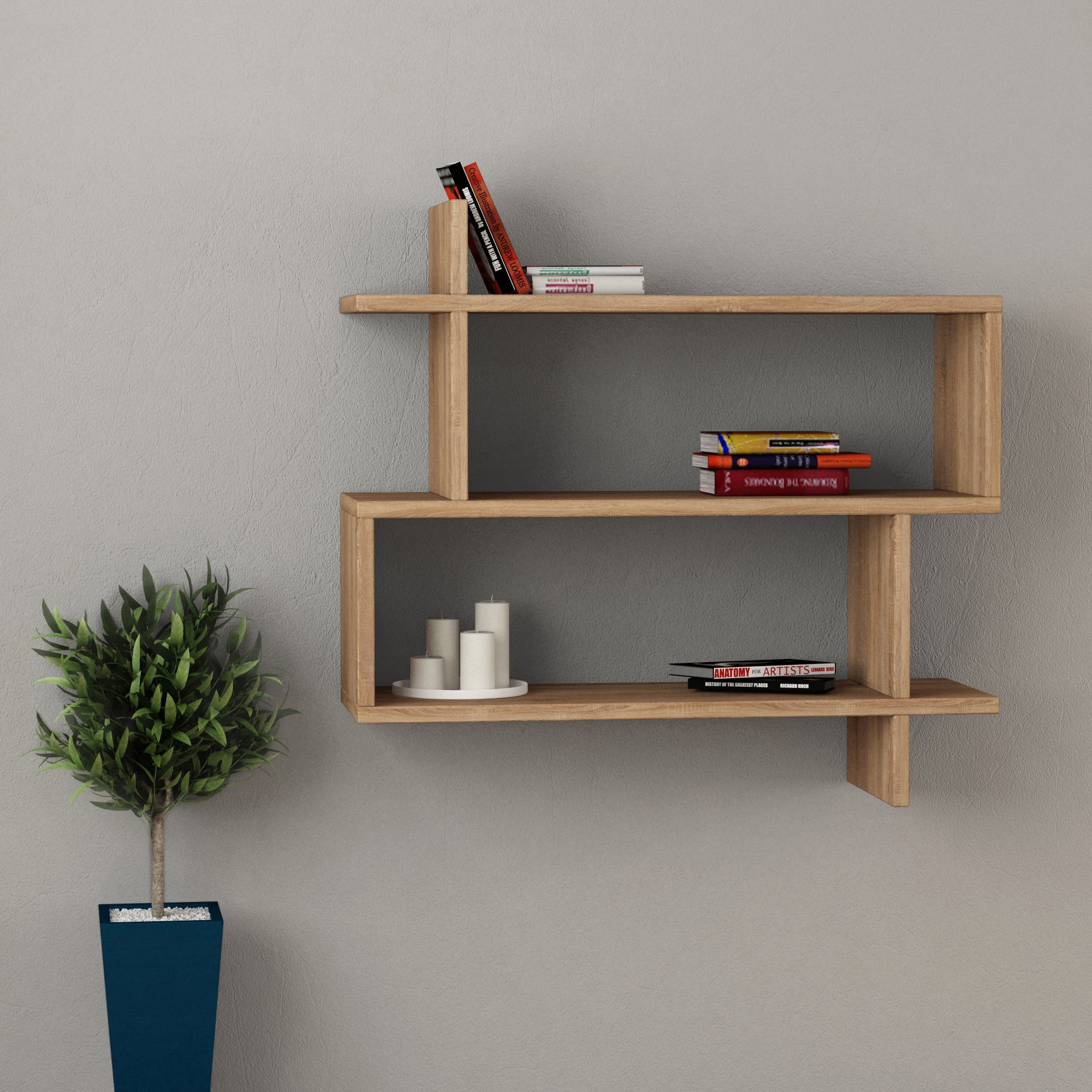 Półka wisząca Paralel 70 cm dąb naturalny