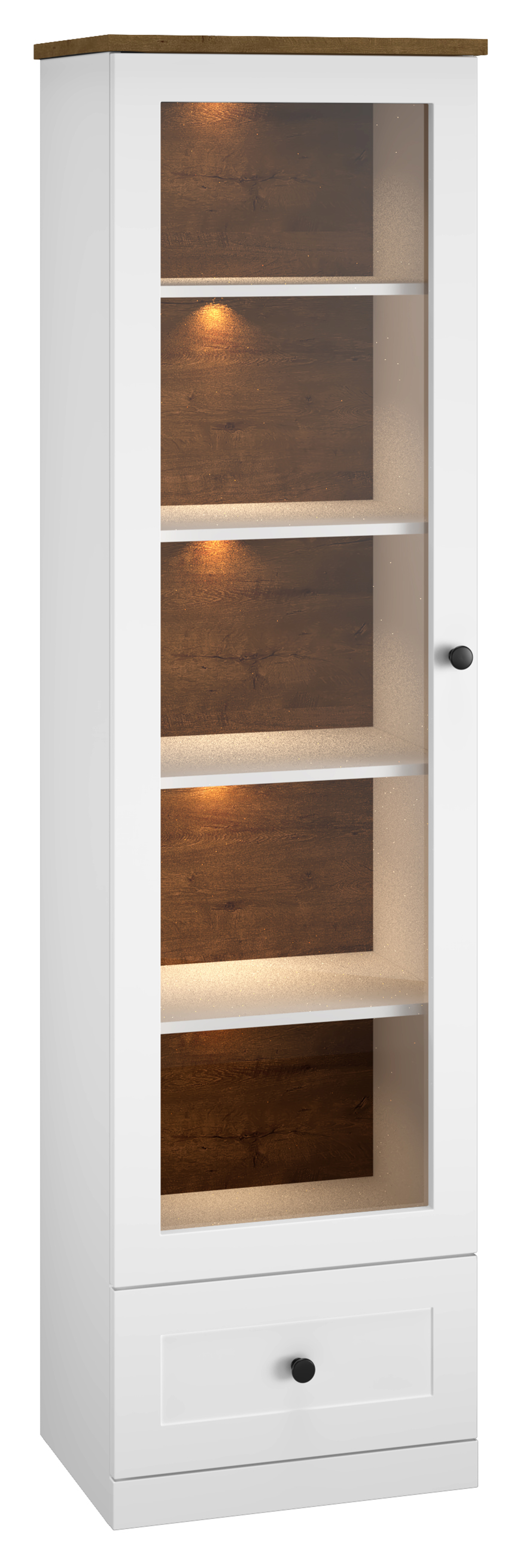 Witryna jednodrzwiowa Mugeto 55 cm biała/dąb Lefkas - zdjęcie 1