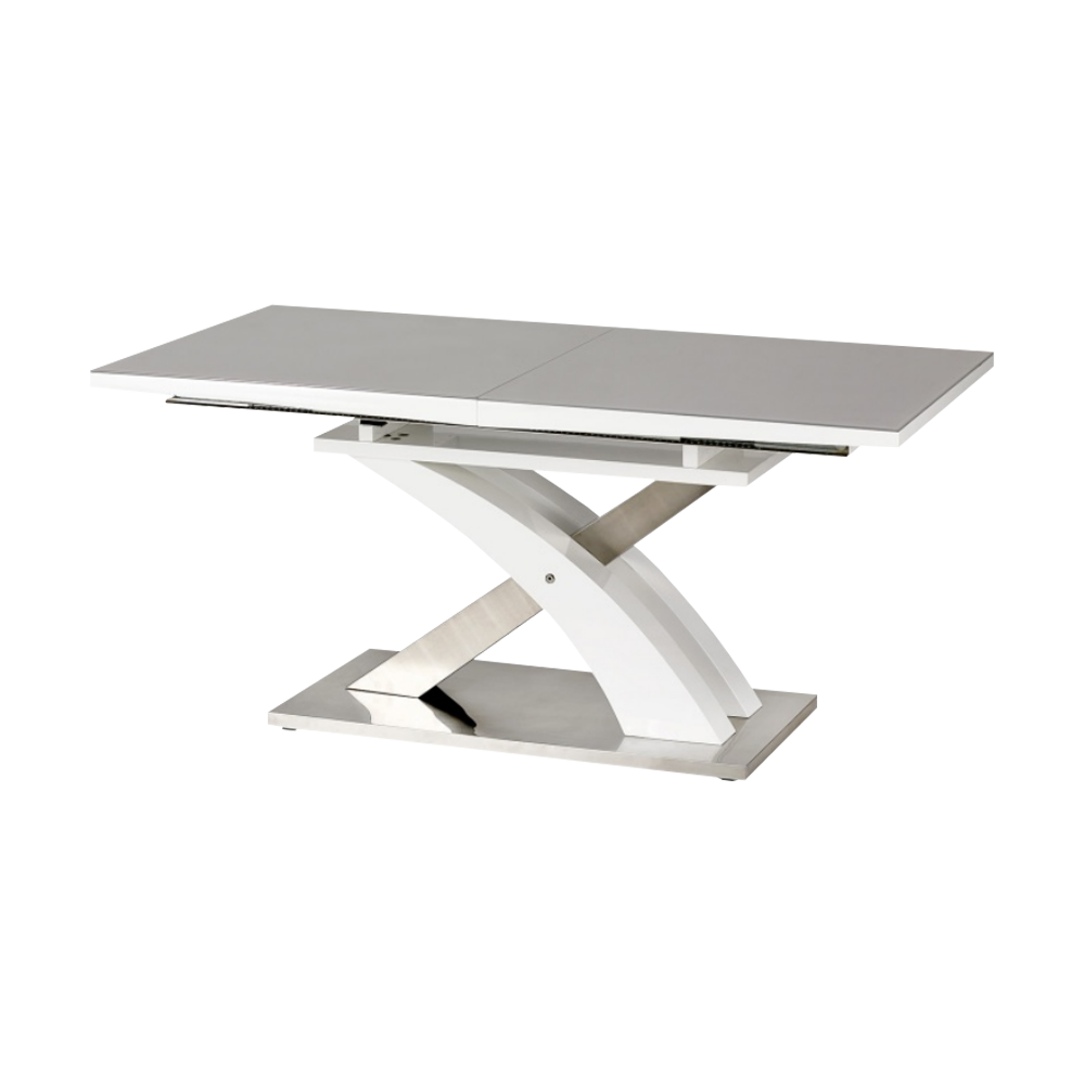 Stół rozkładany Reinosa 160-220x90 cm popielaty ze szklanym blatem - zdjęcie 1