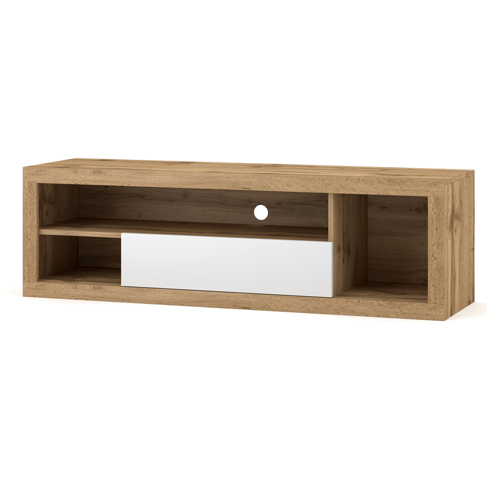 Szafka RTV Aisha dąb wotan/biały