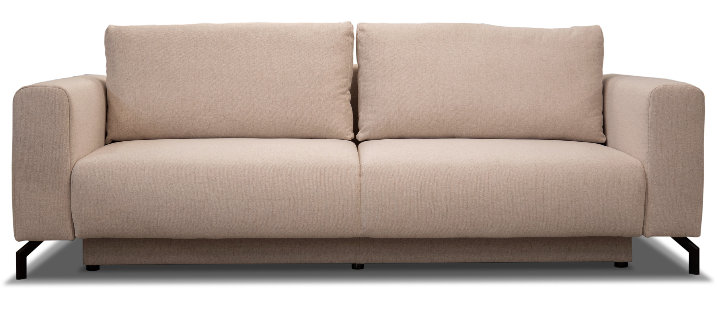 Kanapa rozkładana trzyosobowa Veni z pojemnikiem na pościel beżowa plecionka - zdjęcie 1