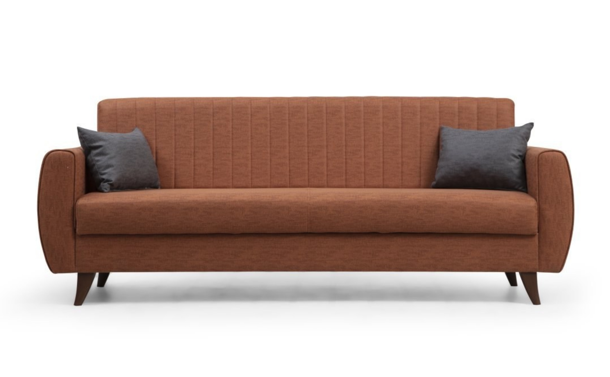 Kanapa trzyosobowa Compulle z pionowymi przeszyciami na oparciu miedziana - zdjęcie 1