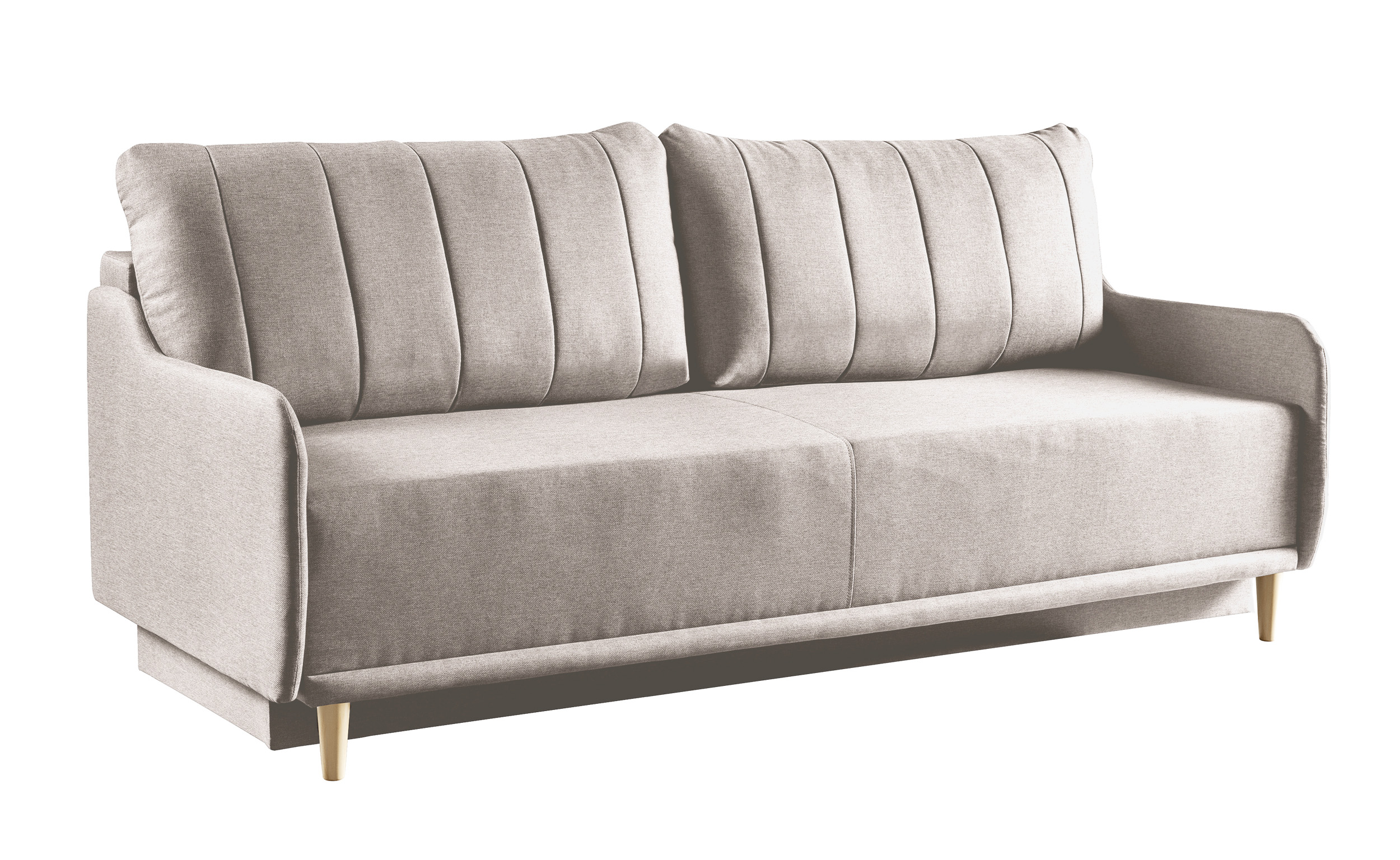 Kanapa trzyosobowa Lemmora z funkcją spania jasnobeżowa plecionka - zdjęcie 1