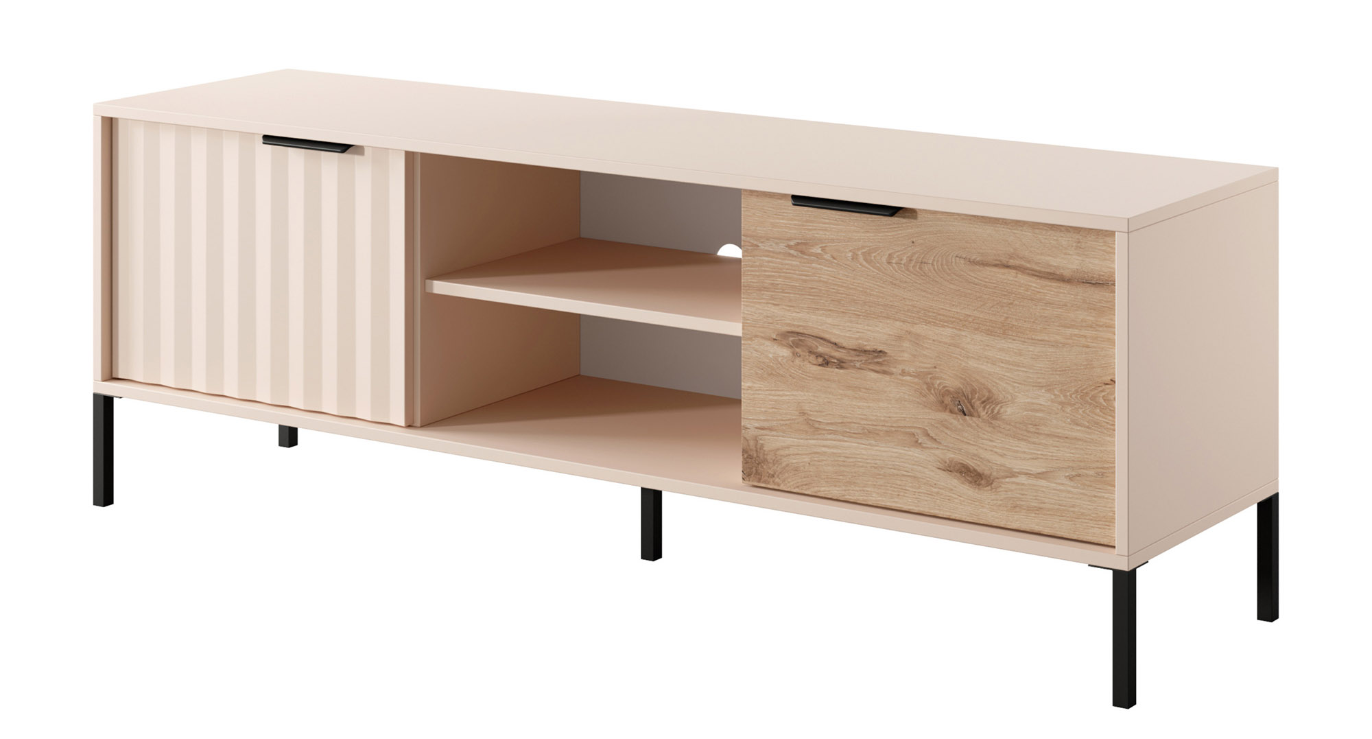 Szafka RTV Oravi dwudrzwiowa 153 cm Beżowy/Dąb viking - zdjęcie 1