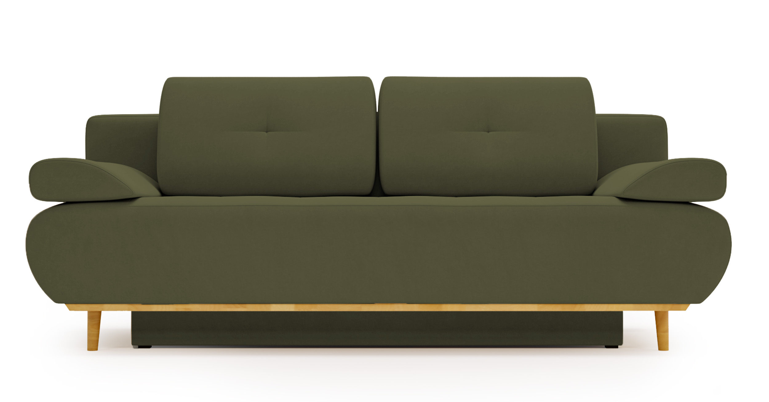 Kanapa rozkładana trzyosobowa Marene z pojemnikiem oliwkowa hydrofobowa - zdjęcie 1