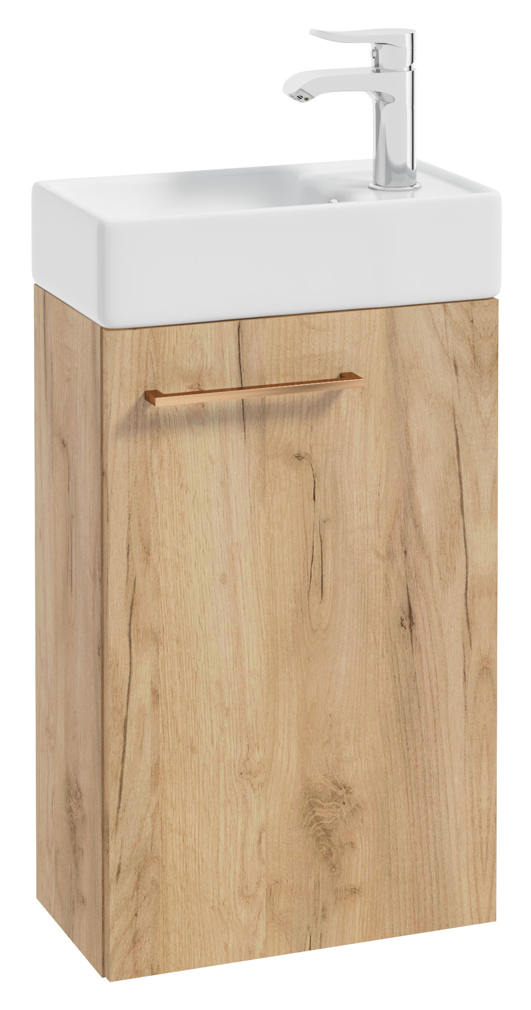 Szafka z umywalką Modullac 39 cm dąb złoty ze złotym uchwytem - zdjęcie 1