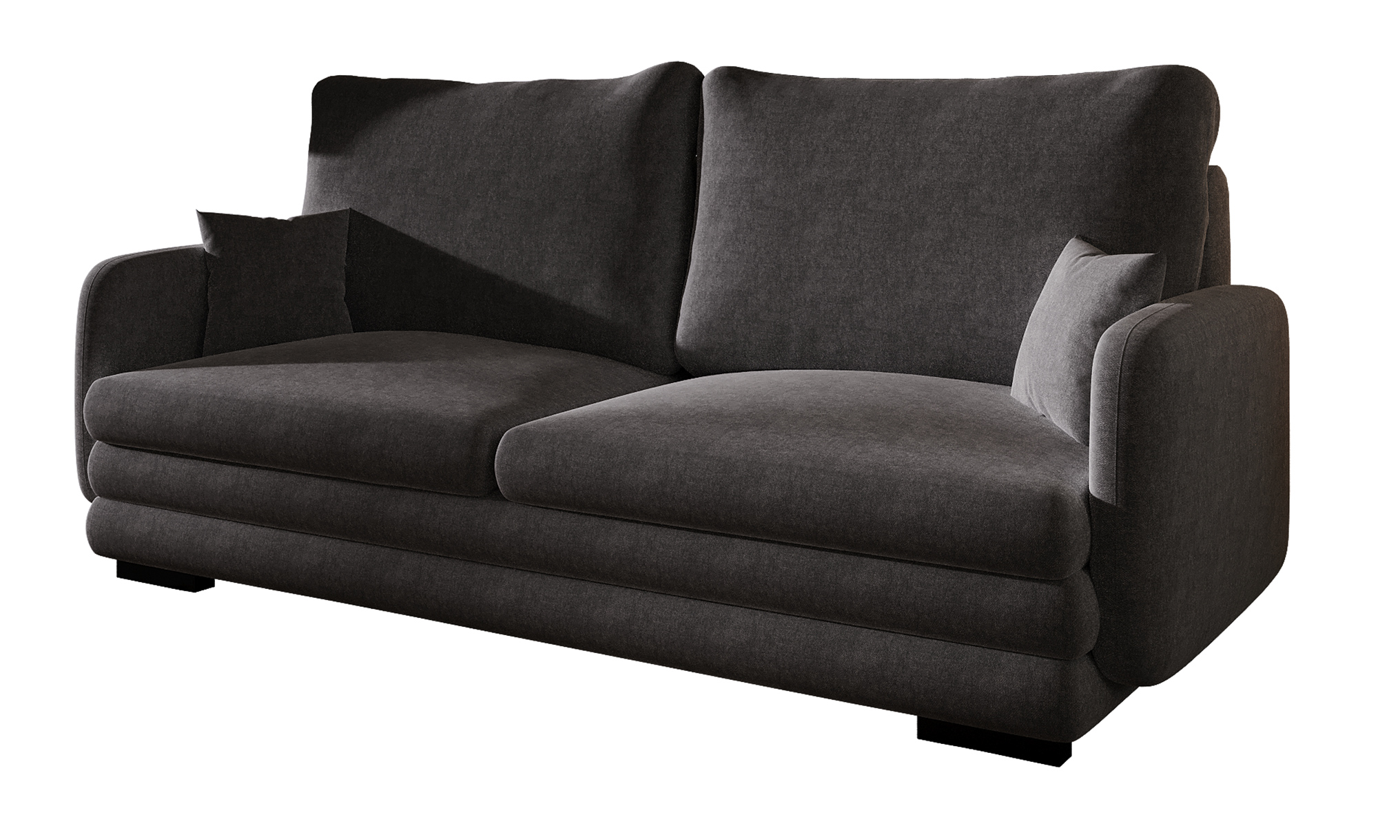 Sofa trzyosobowa Lincino czarna w tkaninie łatwoczyszczącej - zdjęcie 1