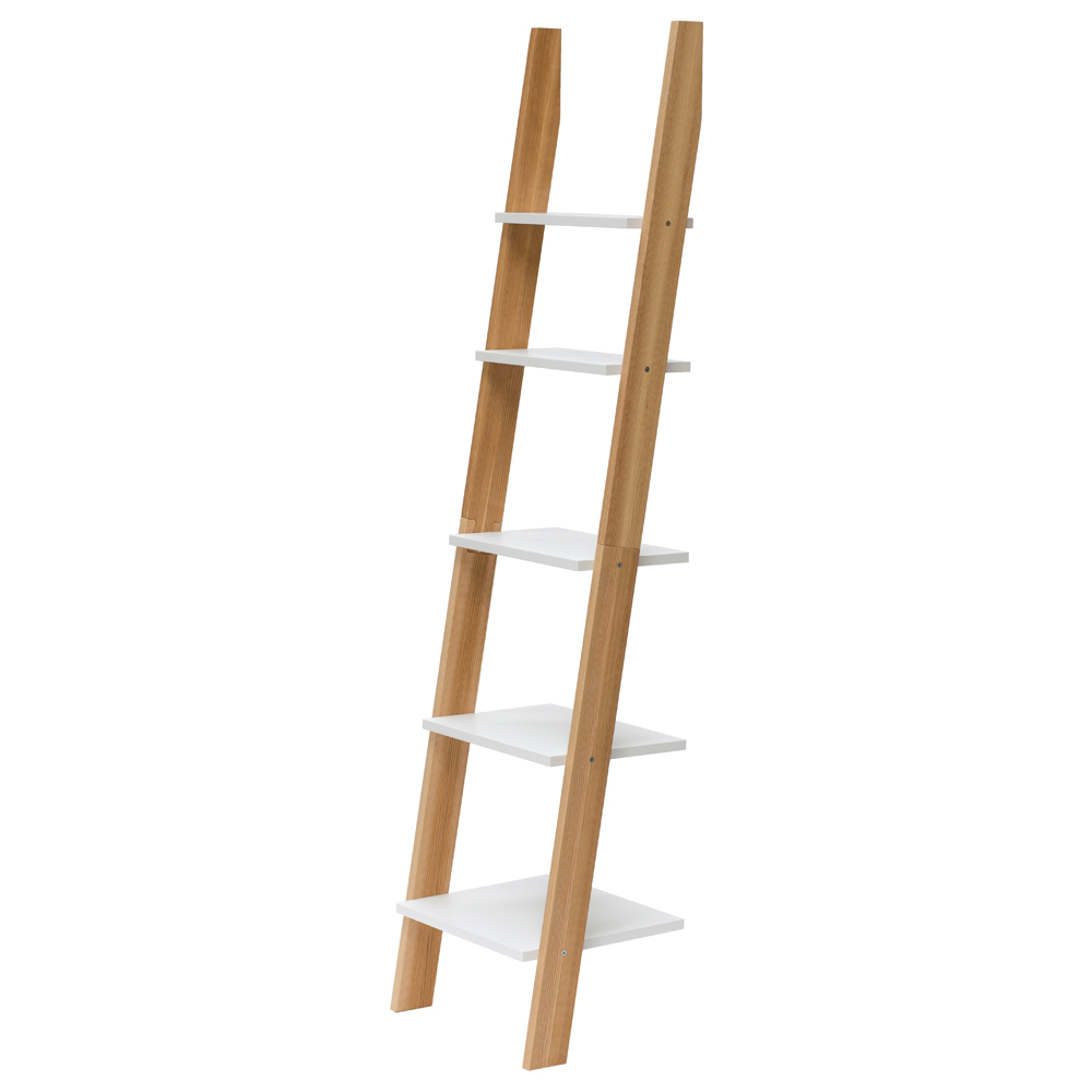 Regał drewniany Ashme 180x85x35 cm z białymi półkami - zdjęcie 1