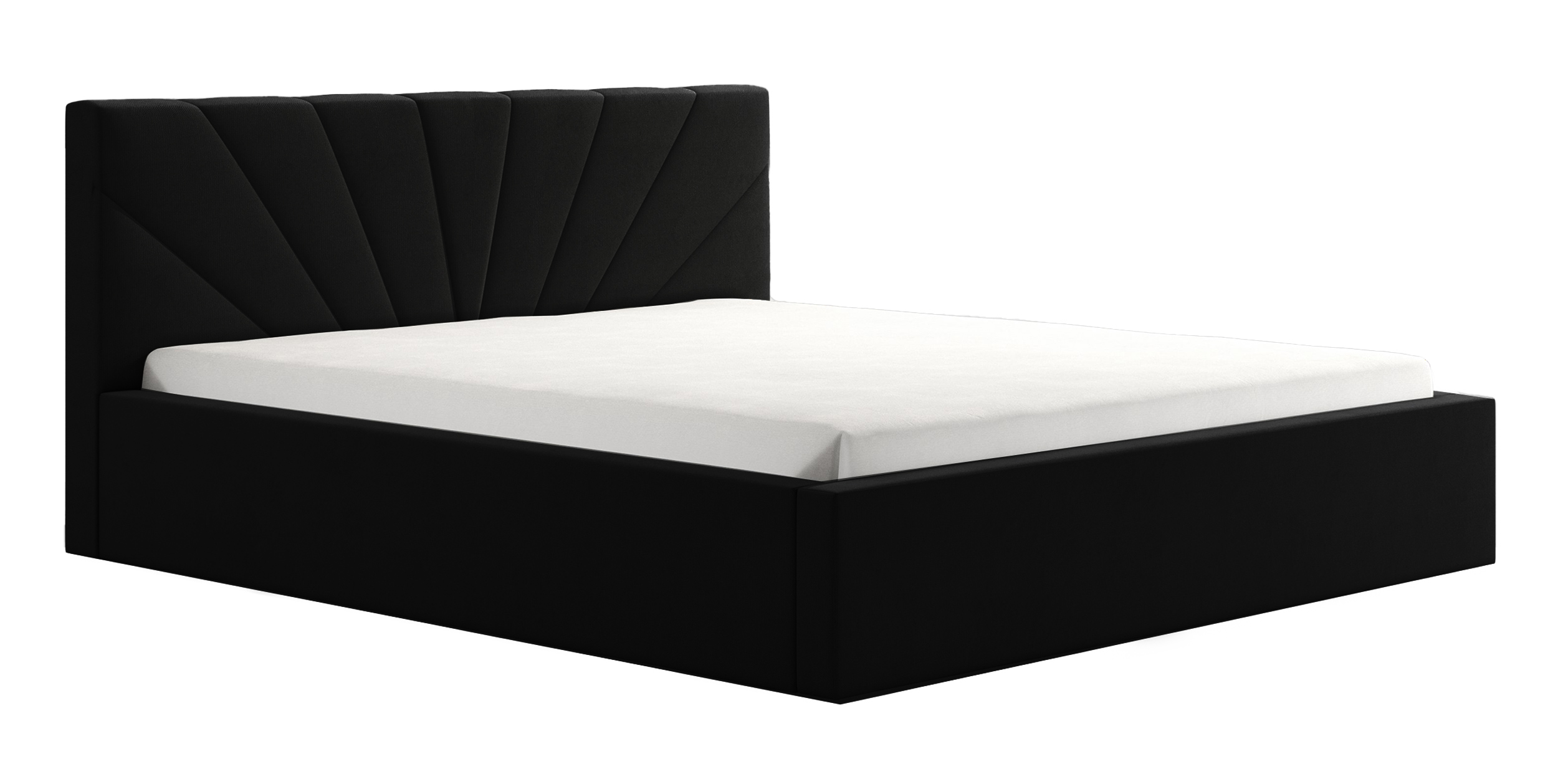 Łóżko tapicerowane 160x200 cm Mandrella z pojemnikiem stelaż metalowy czarne - zdjęcie 1