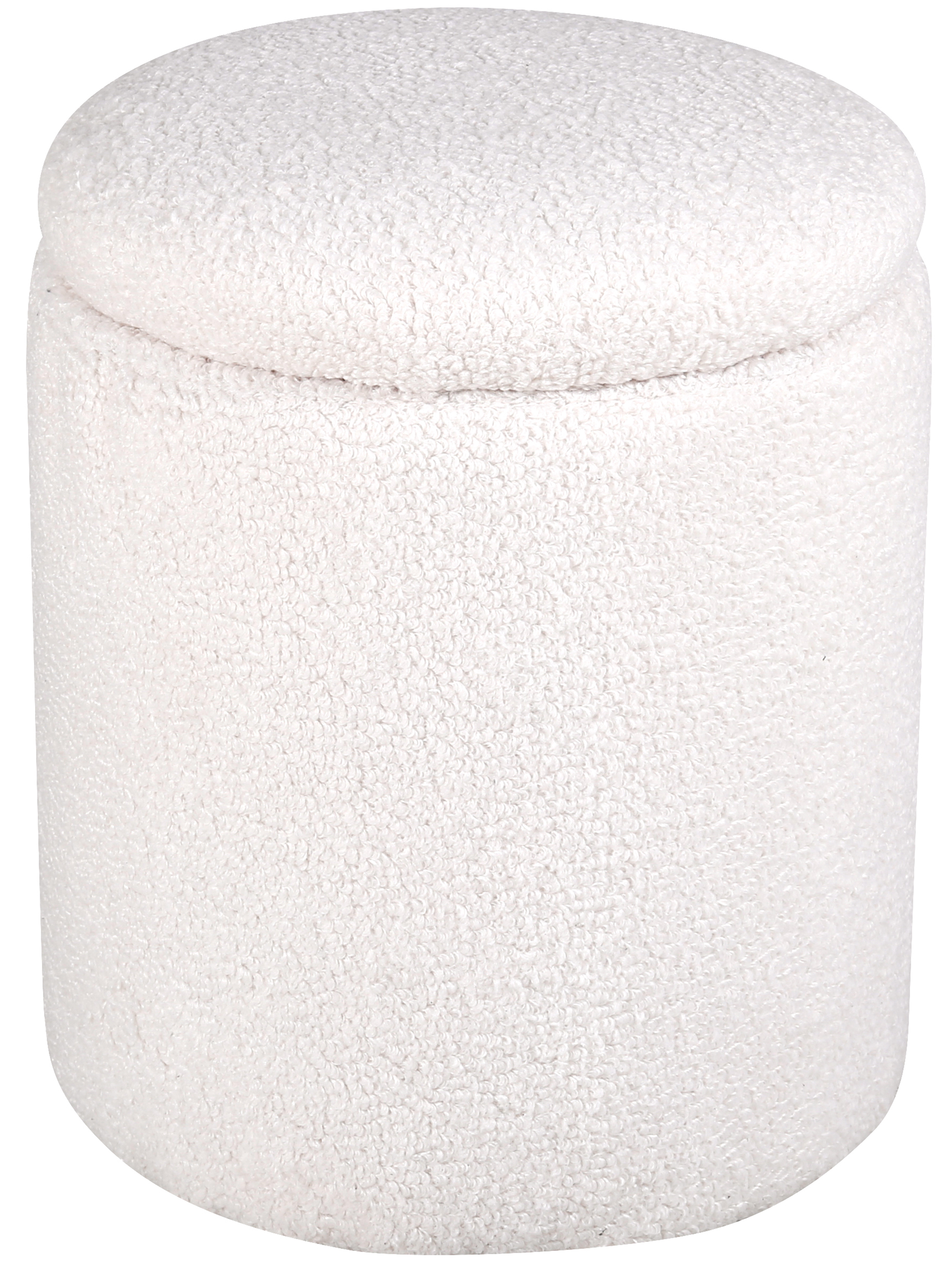 Pufa Limpen 40 x 32 cm otwierana w tkaninie typu boucle kremowa - zdjęcie 1