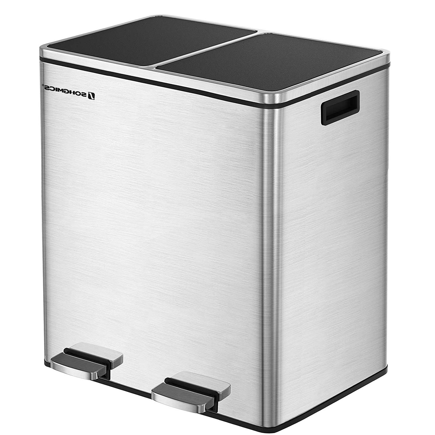 Kosz na śmieci Ecology 60l ze stali nierdzewnej dwukomorowy - zdjęcie 1
