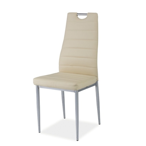 Krzesło tapicerowane Lastad kremowe z uchwytem na chromowanej podstawie