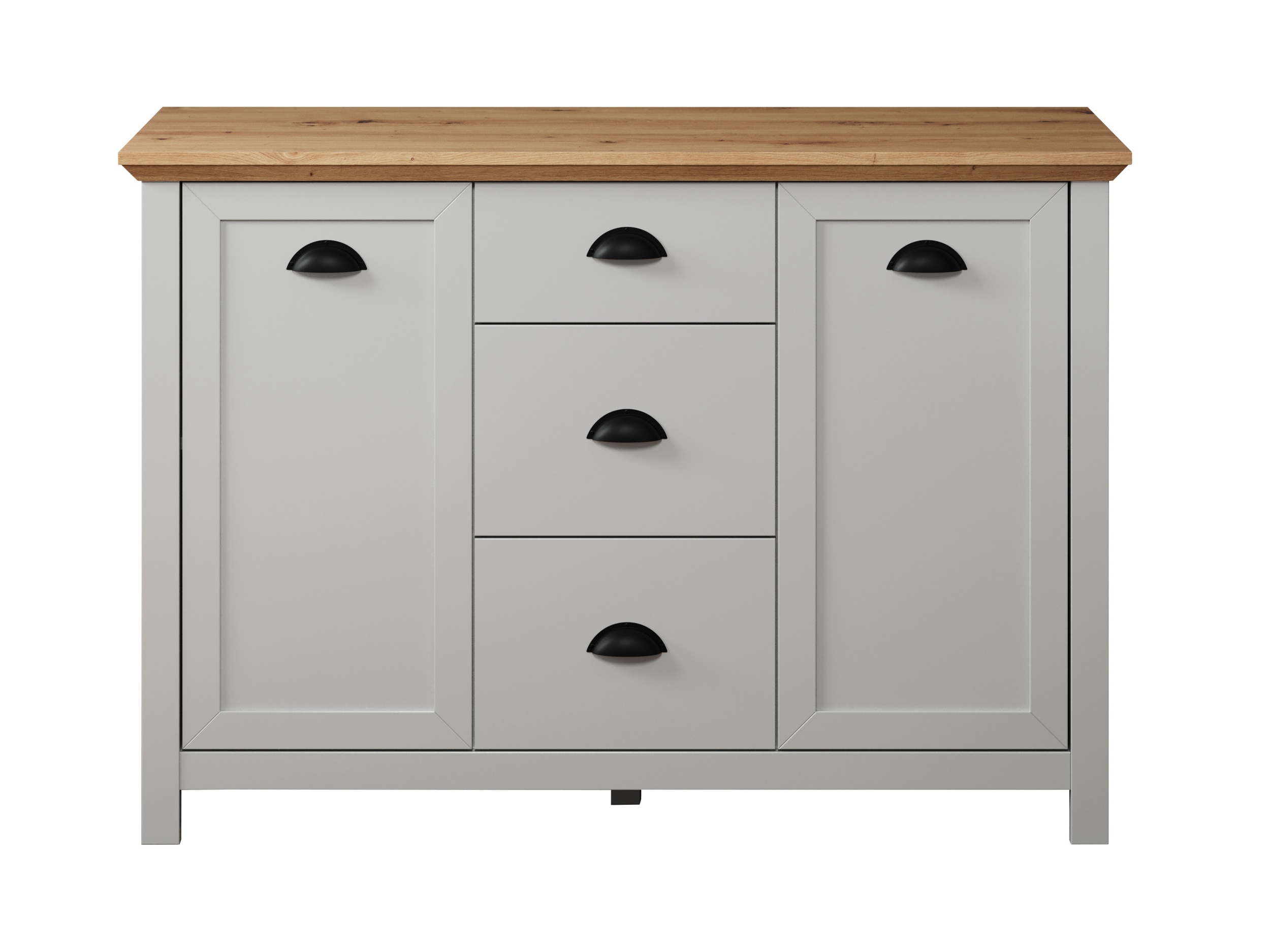 Komoda Vianicalize 119 cm jasnoszara/ dąb artisan - zdjęcie 1