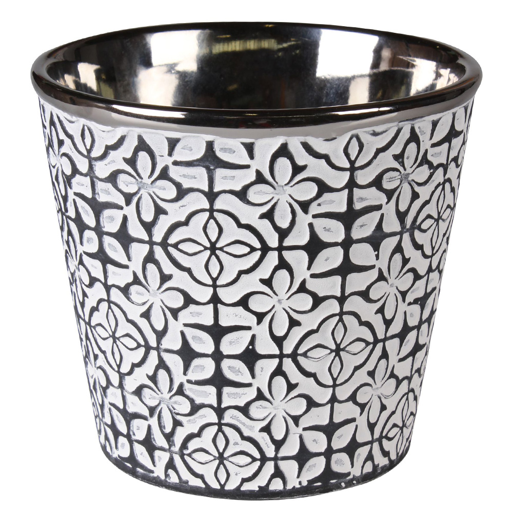 Osłonka na doniczkę Ceana ceramiczna 13 cm grafitowa - zdjęcie 1