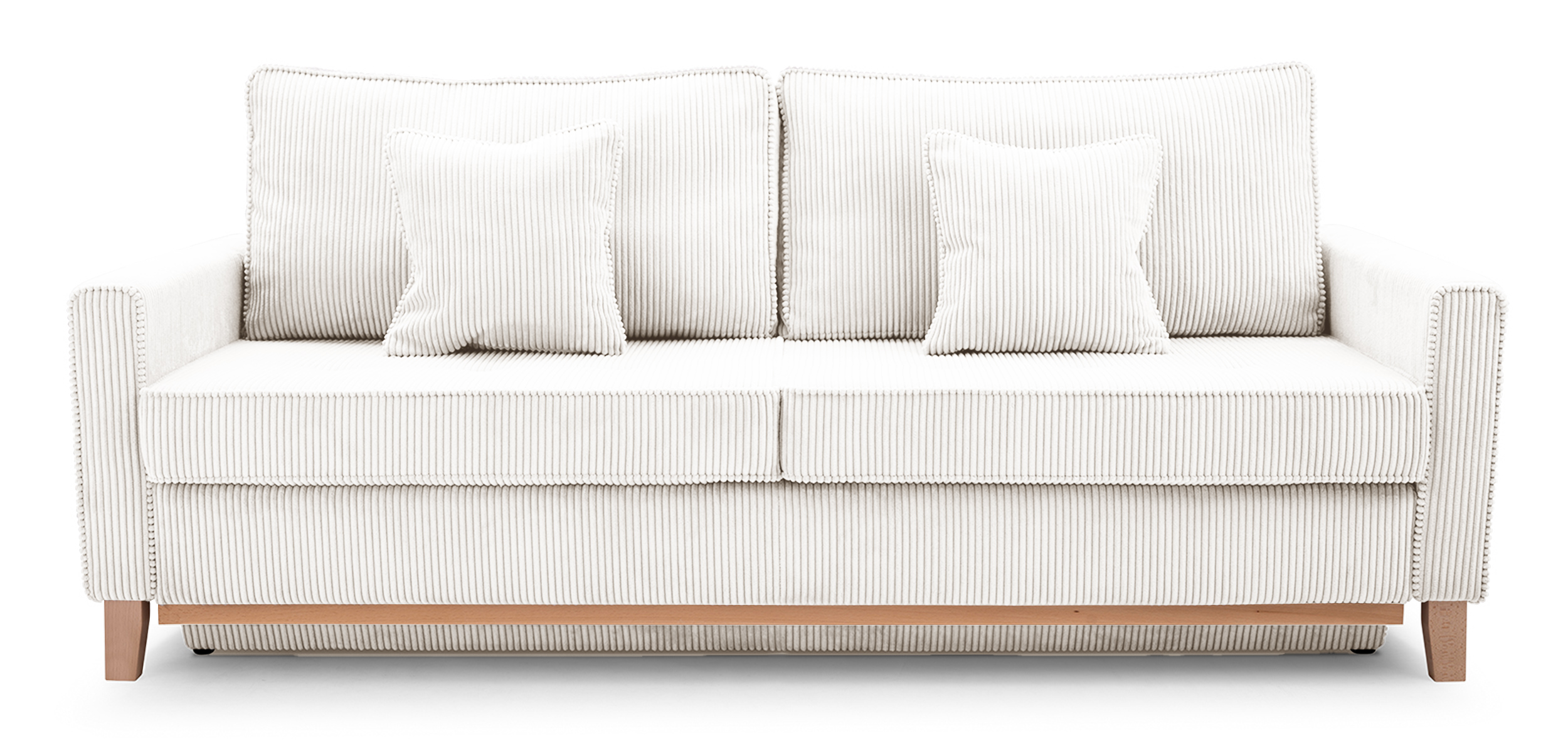 Kanapa rozkładana trzyosobowa Caldiero z pojemnikiem kremowa sztruks - zdjęcie 1