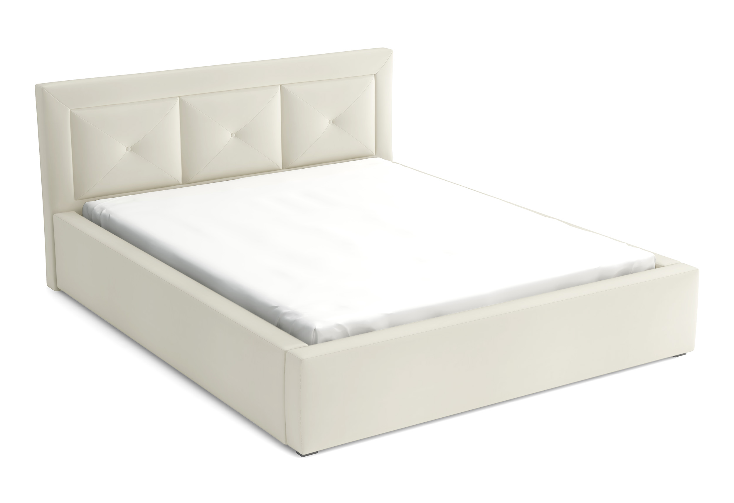 Łóżko tapicerowane 180x200 cm Ligmano kremowe velvet hydrofobowe - zdjęcie 1