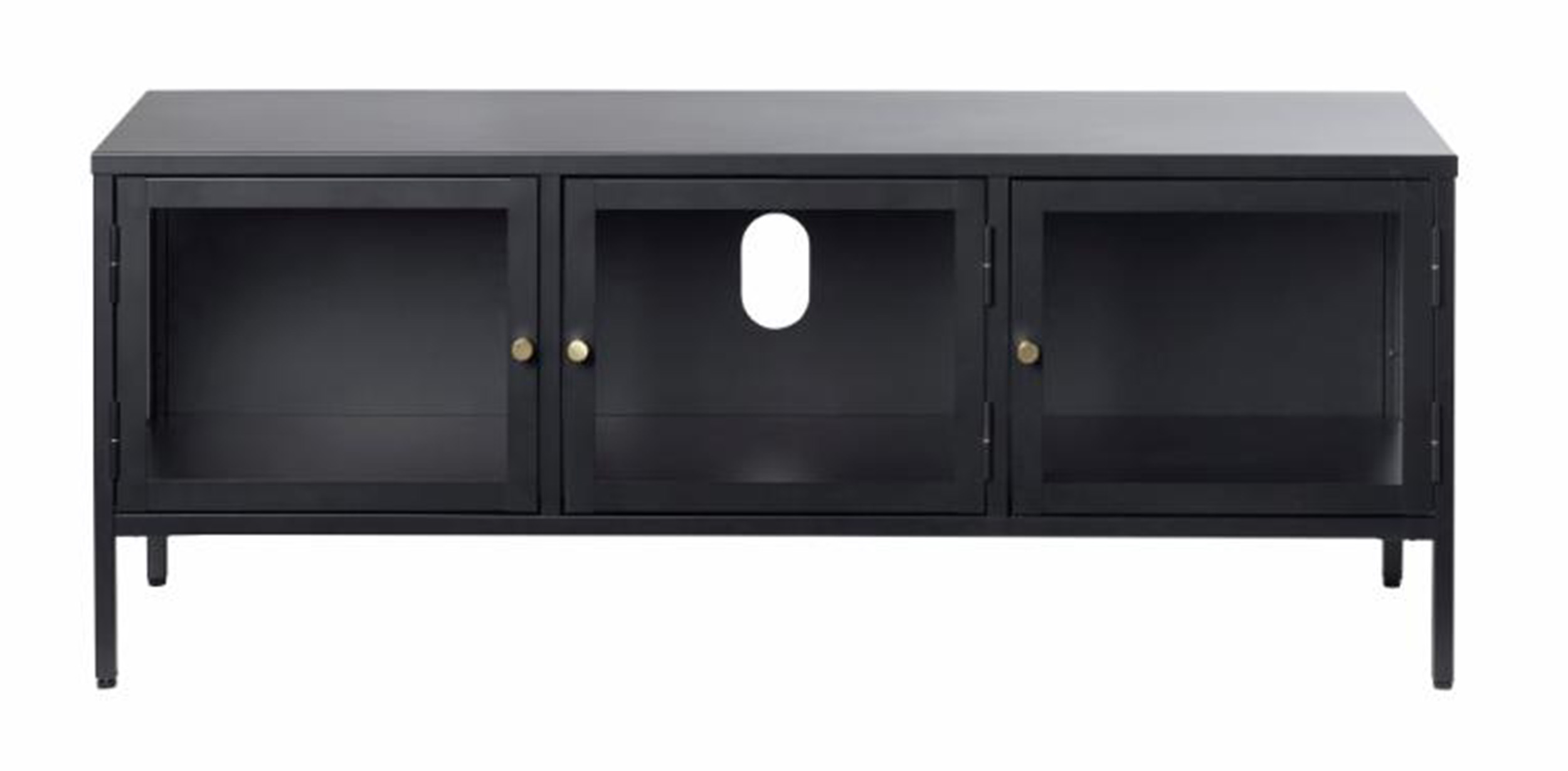Szafka RTV metalowa Zeins trzydrzwiowa czarna - zdjęcie 1