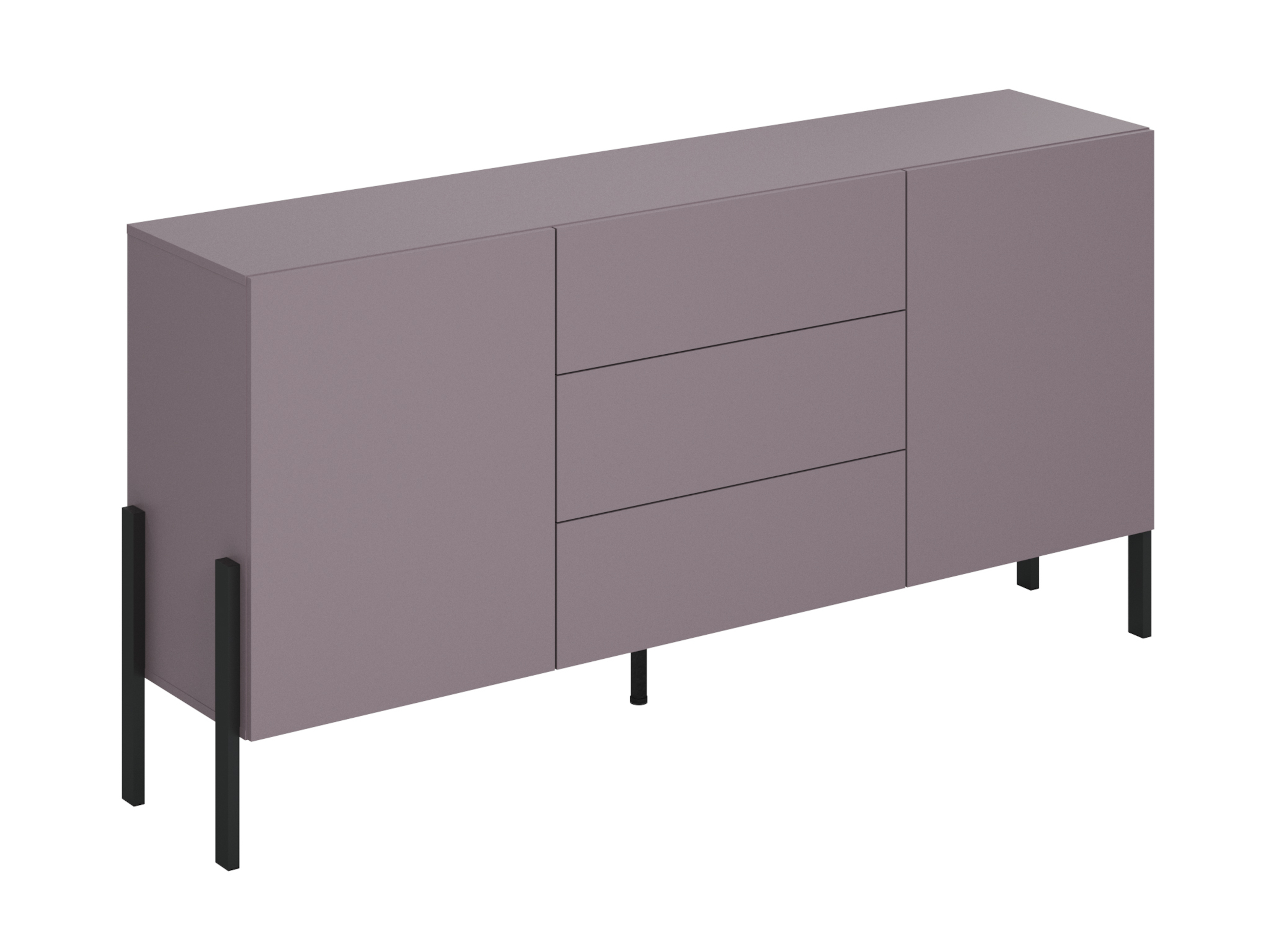 Komoda dwudrzwiowa Jukon z trzema szufladami 200 cm Jasny fiolet - zdjęcie 1
