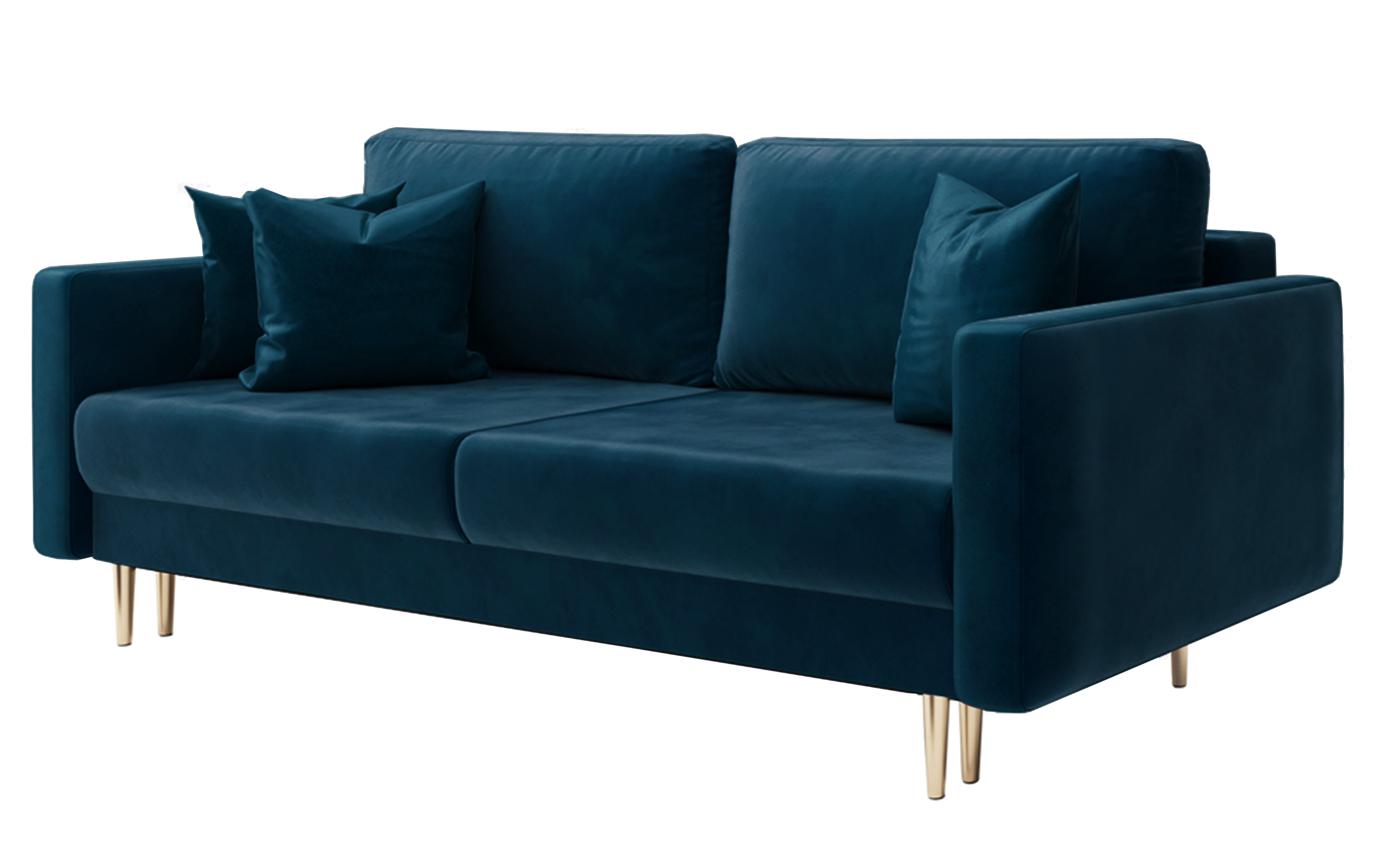 Kanapa rozkładana trzyosobowa Valico niebieska velvet hydrofobowy - zdjęcie 1