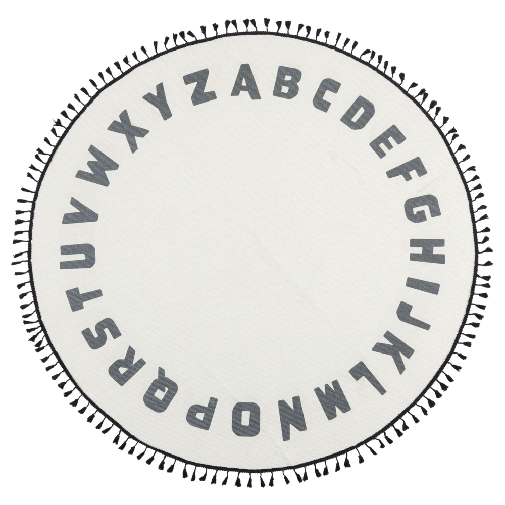 Dywan dziecięcy Bembi okrągły z motywem liter średnica 120 cm biały - zdjęcie 1