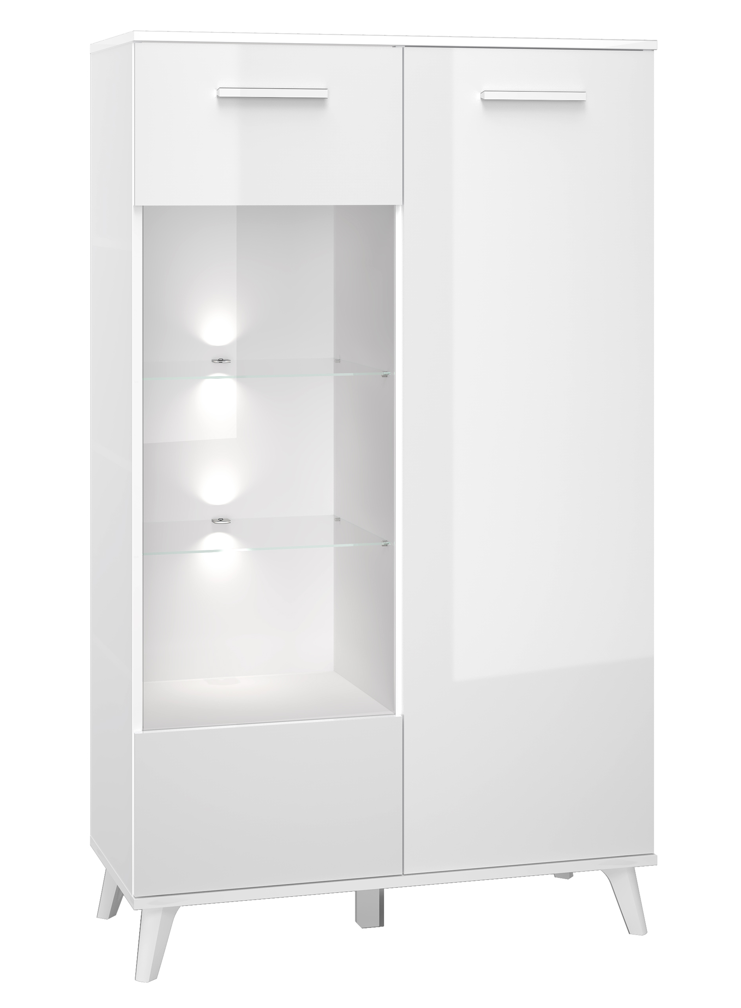 Witryna dwudrzwiowa Tumilssy 90 cm biały/biały połysk - zdjęcie 1