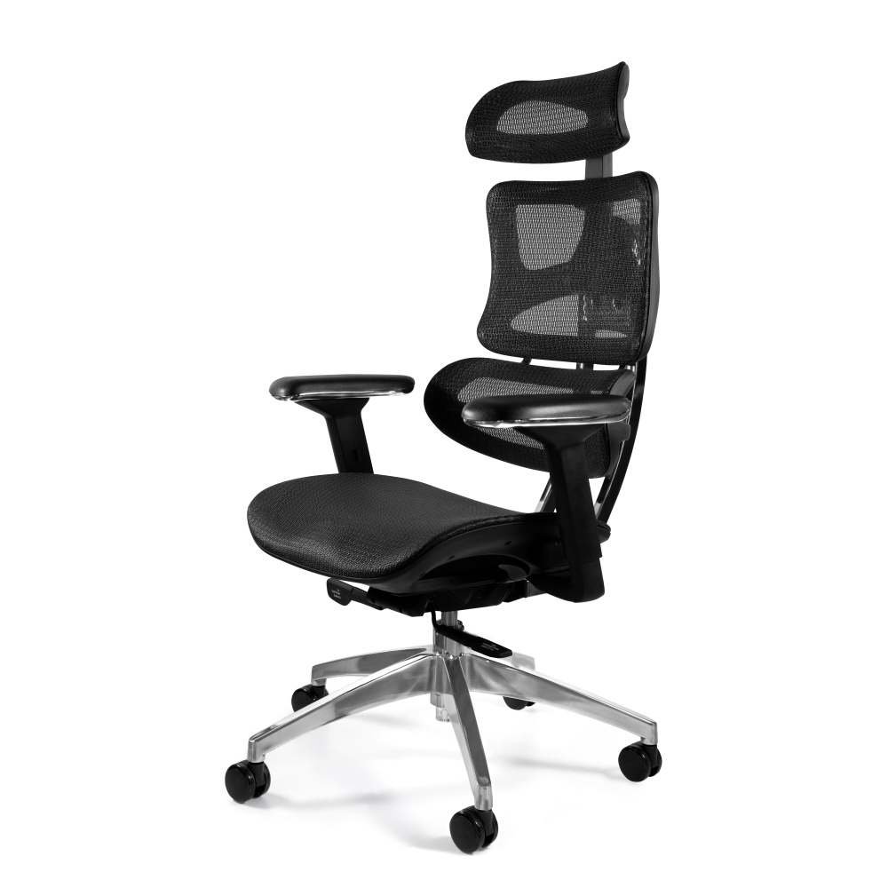 Fotel ergonomiczny Ergotech z chromowaną podstawą - zdjęcie 1