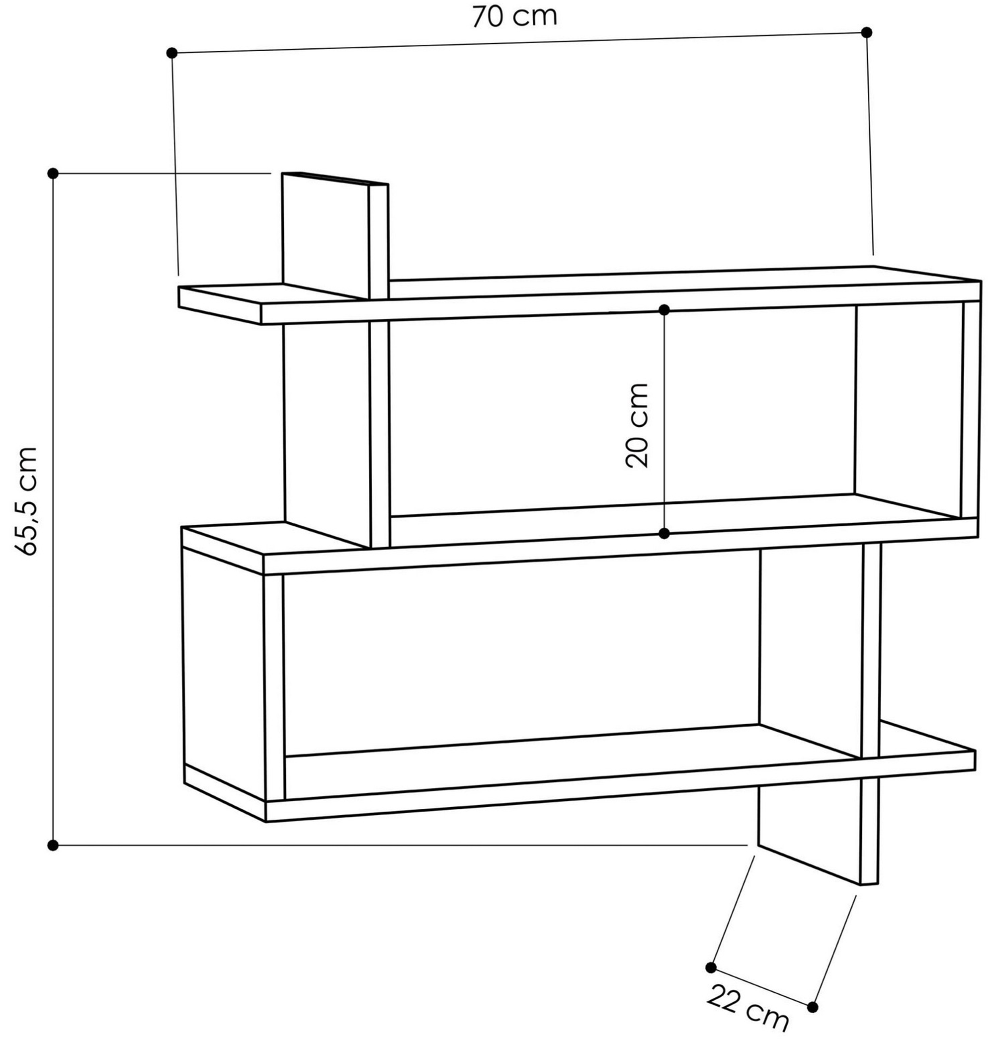 Półka wisząca Paralel 70 cm dąb naturalny