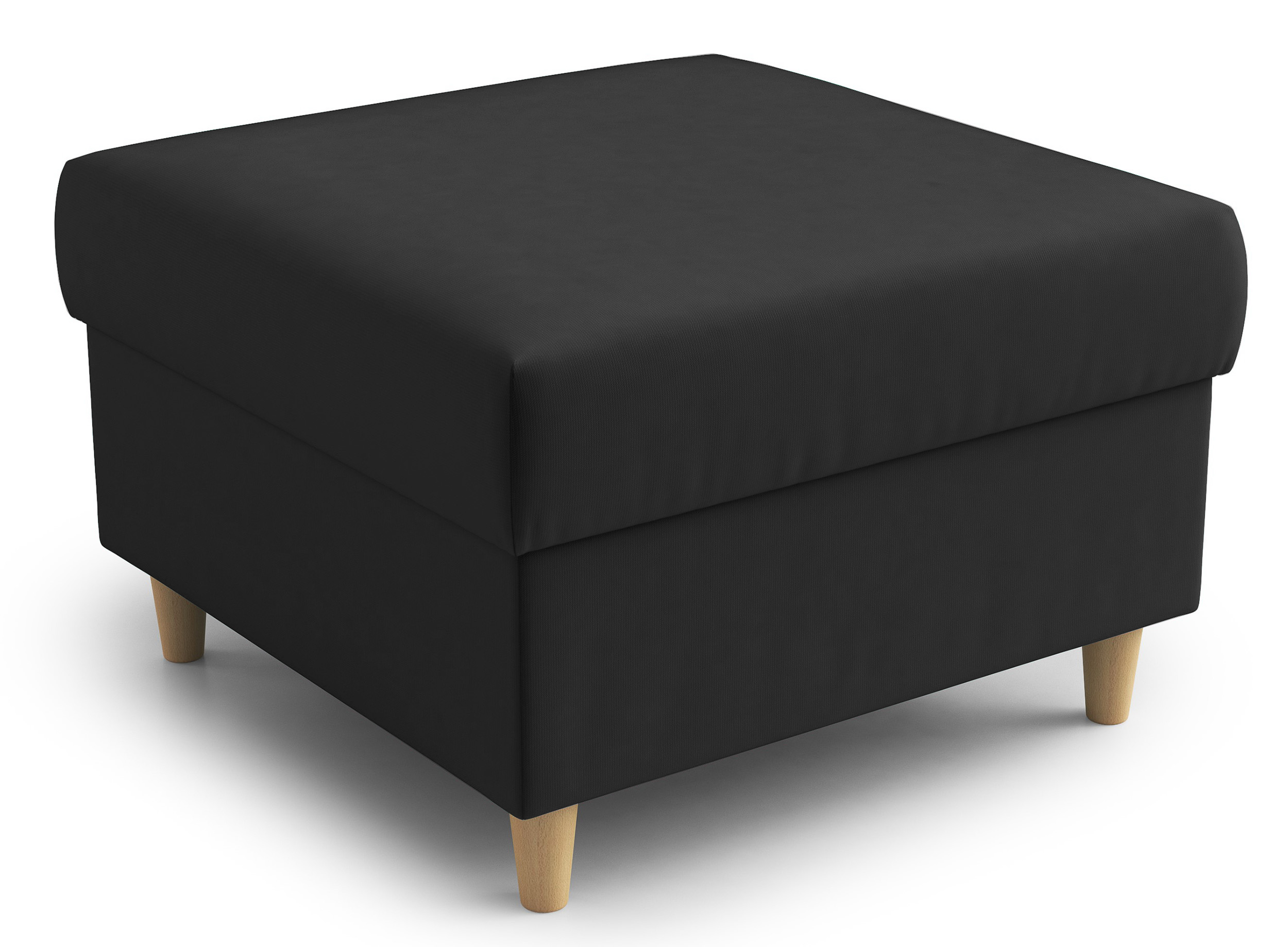 Pufa na drewnianych nóżkach Hotlinds czarna welur - zdjęcie 1
