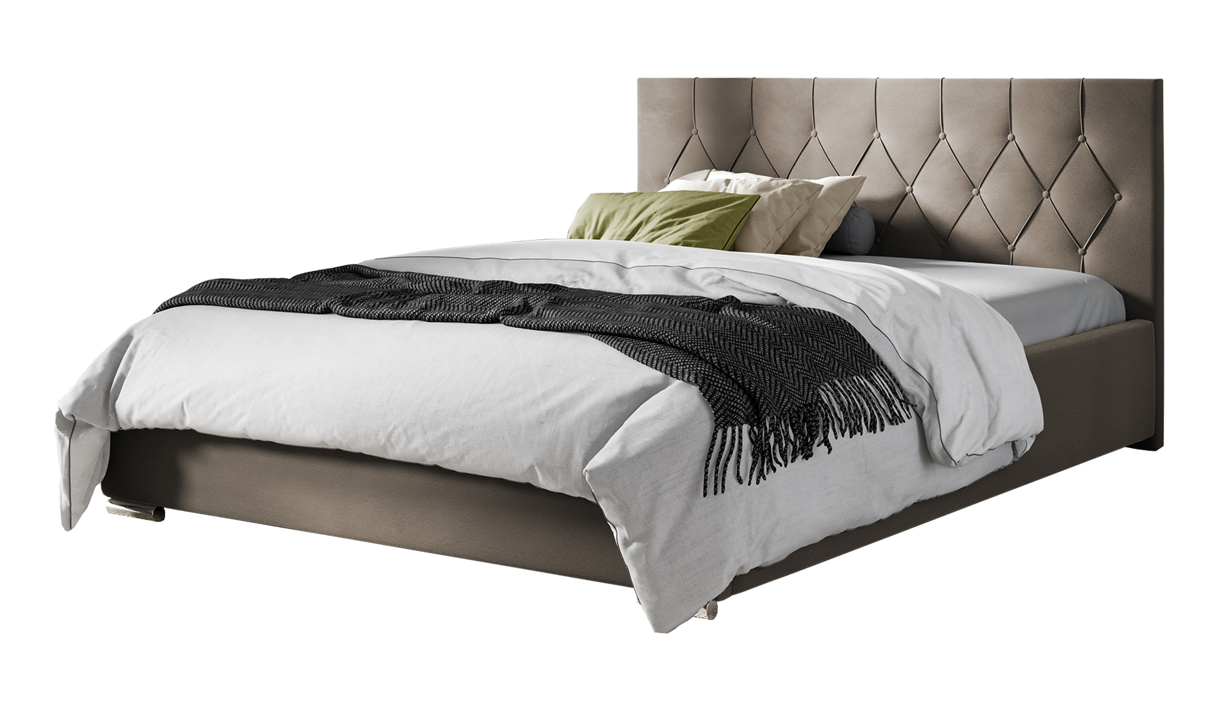 Łóżko kontynentalne Tunja 160x200 ze stelażem metalowym jasnobrązowe - zdjęcie 1