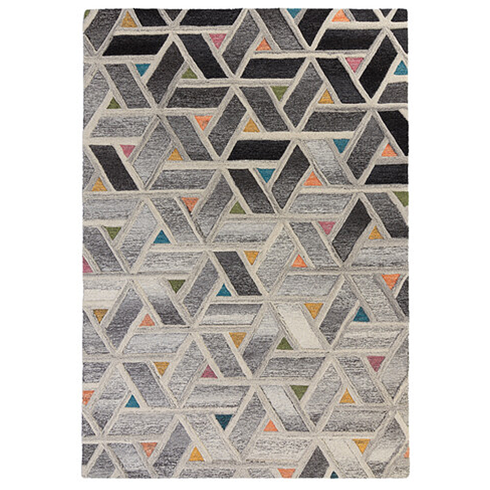 Dywan wełniany River szary/wielokolorowy - zdjęcie 1