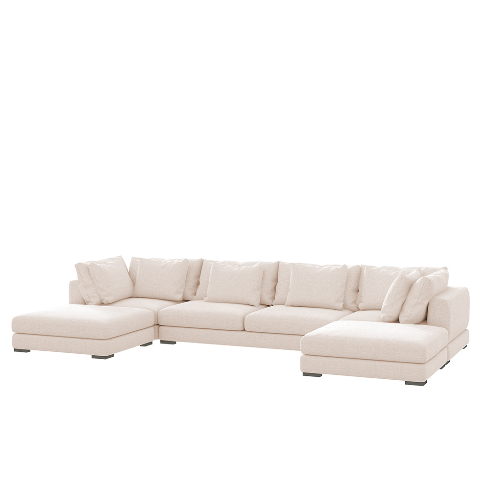 Narożnik modułowy Mia U-kształtny kremowy w tkaninie łatwoczyszczącej - zdjęcie 1